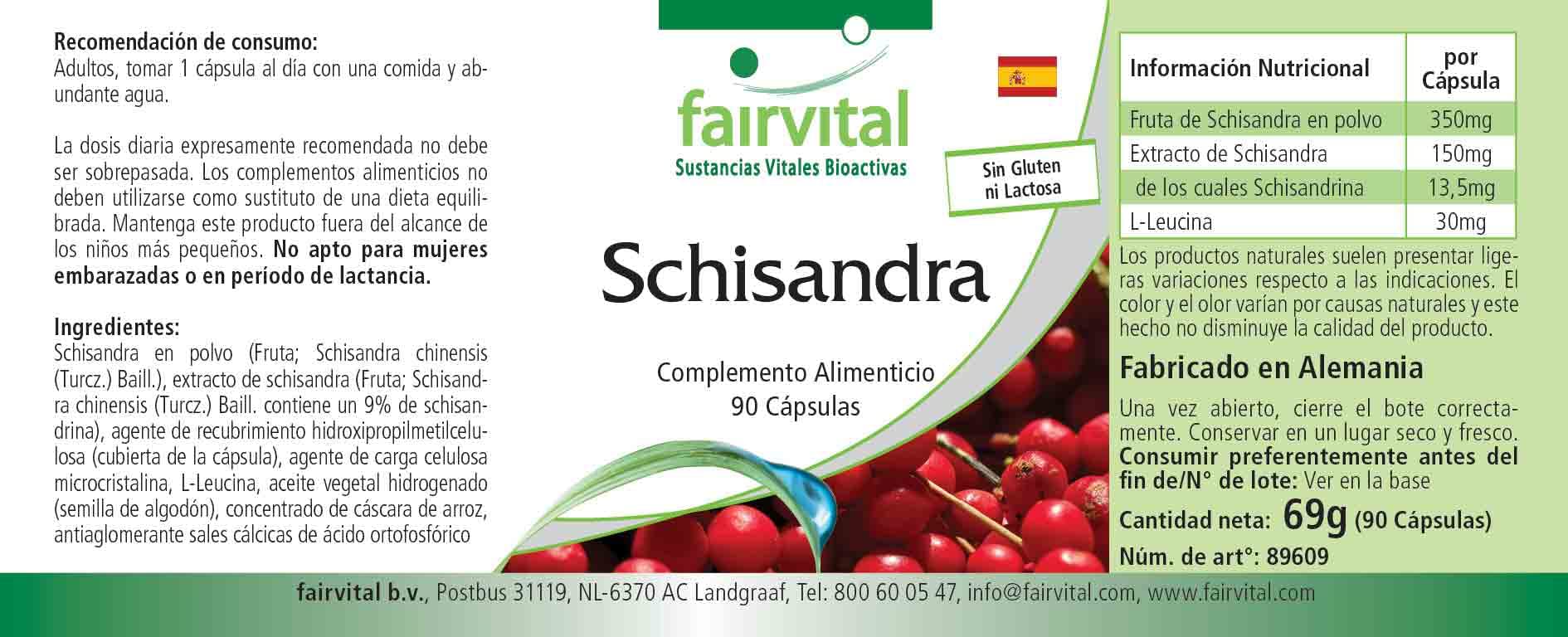 Fairvital Schisandra Extract Supplement - 90 Vegan Capsules (3 Month Supply) - Wu Wei Zi for Immune Support & Stress Relief - Perfect for Daily Wellness & Natural Energy Boost