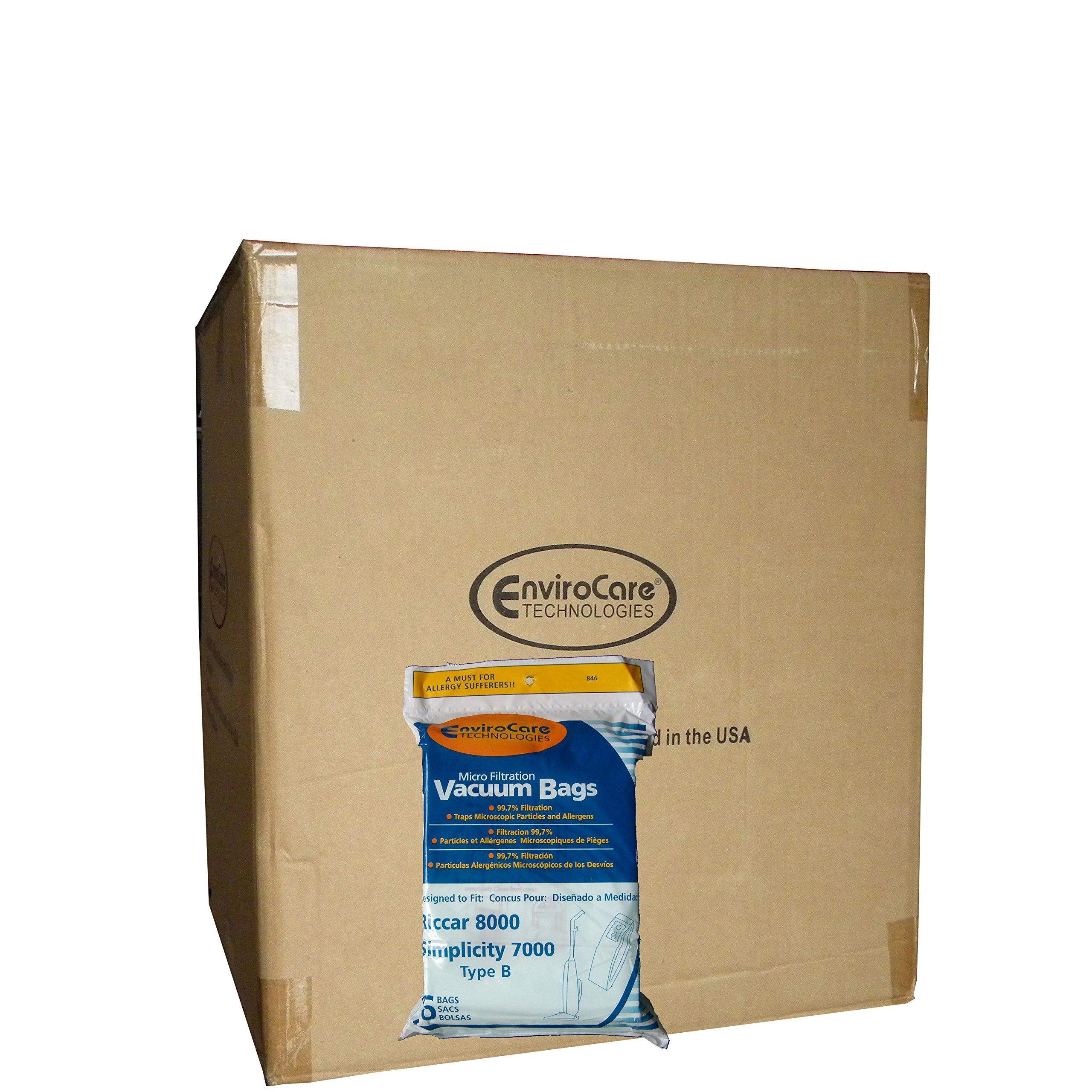 300 Riccar 8000 & Simplicity 7000 Type B Vacuum Bags - Compatible with Upright & Commercial Vacuum Cleaners (8000, 7000, 7200, 7250, 7300, 7350, 7700, 7750, 7900, 7950 Models) - Ideal for Home Cleaning, Office Maintenance & Professional Use
