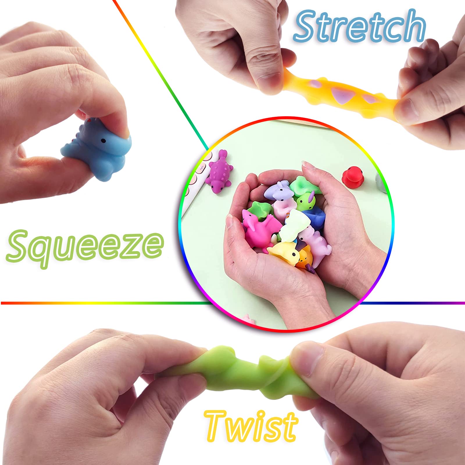 24PCS Kawaii Dinosaur Mochi Squishy Toys for Kids Party Favors & Gifts