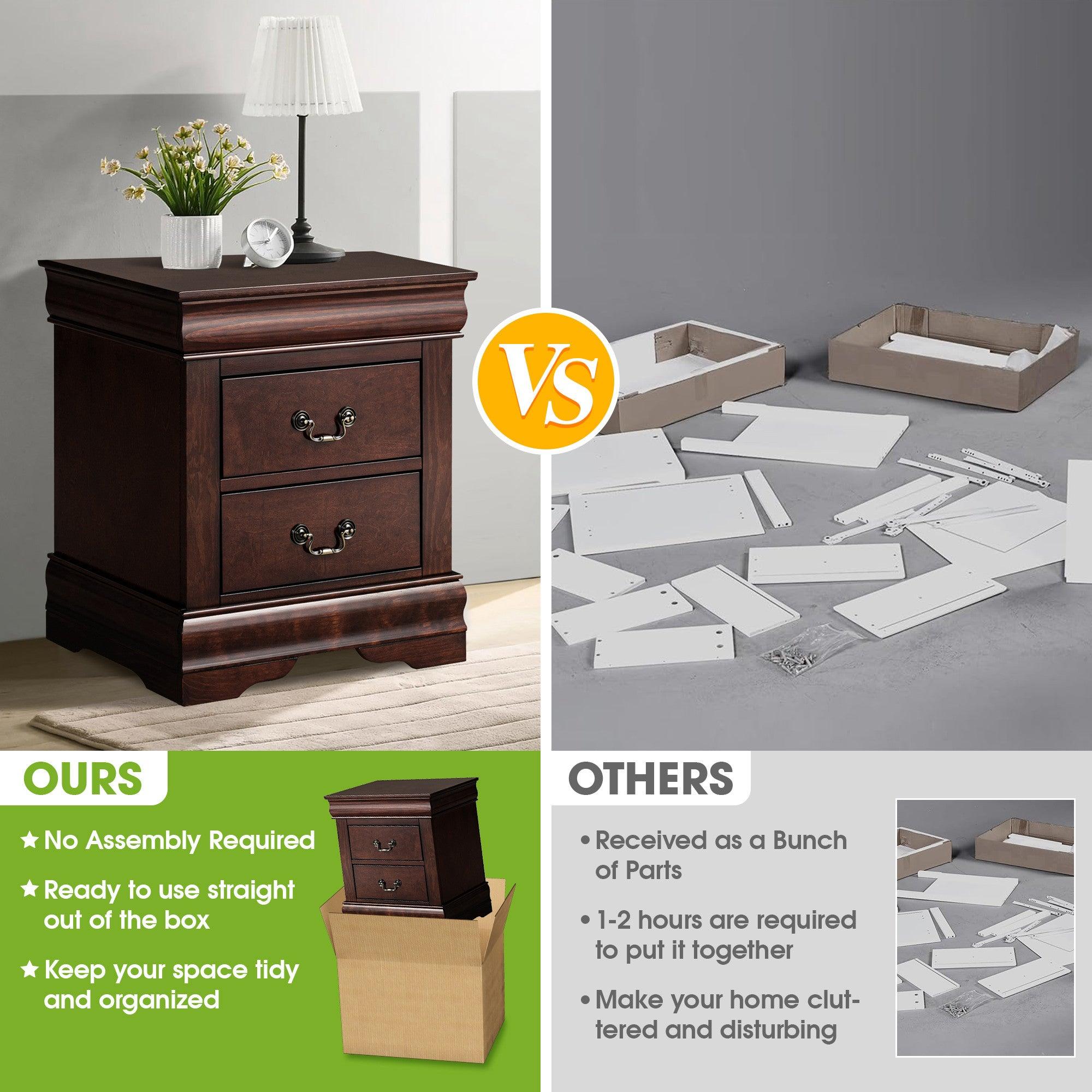 Louis Philippe Night Stand by Furniture of America - Elegant Bedside Table for Bedroom Decor, Storage & Organization