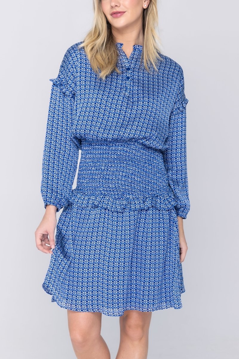 EMILY Women's Long Sleeve Dress - Blue Size 41 | Elegant Casual & Office Wear | Perfect for Work, Parties & Special Occasions
