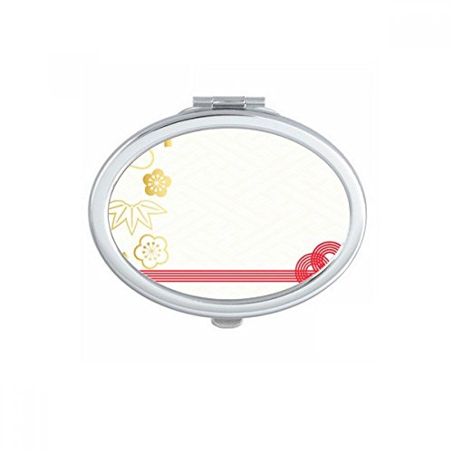 DIYthinker Golden Sakura Geometry Flowers Pattern Oval Mirror - Portable Folding Double-Sided Makeup Mirror with Stand - Perfect for Travel, Home Vanity, and Professional Makeup Artists