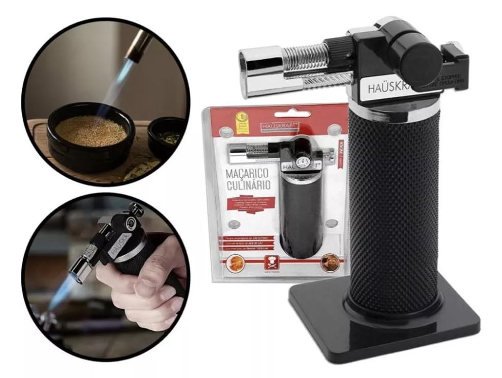 Professional Adjustable Gourmet Kitchen Torch - Haüskift Culinary Blowtorch for Crème Brûlée, Desserts, BBQ & Cooking