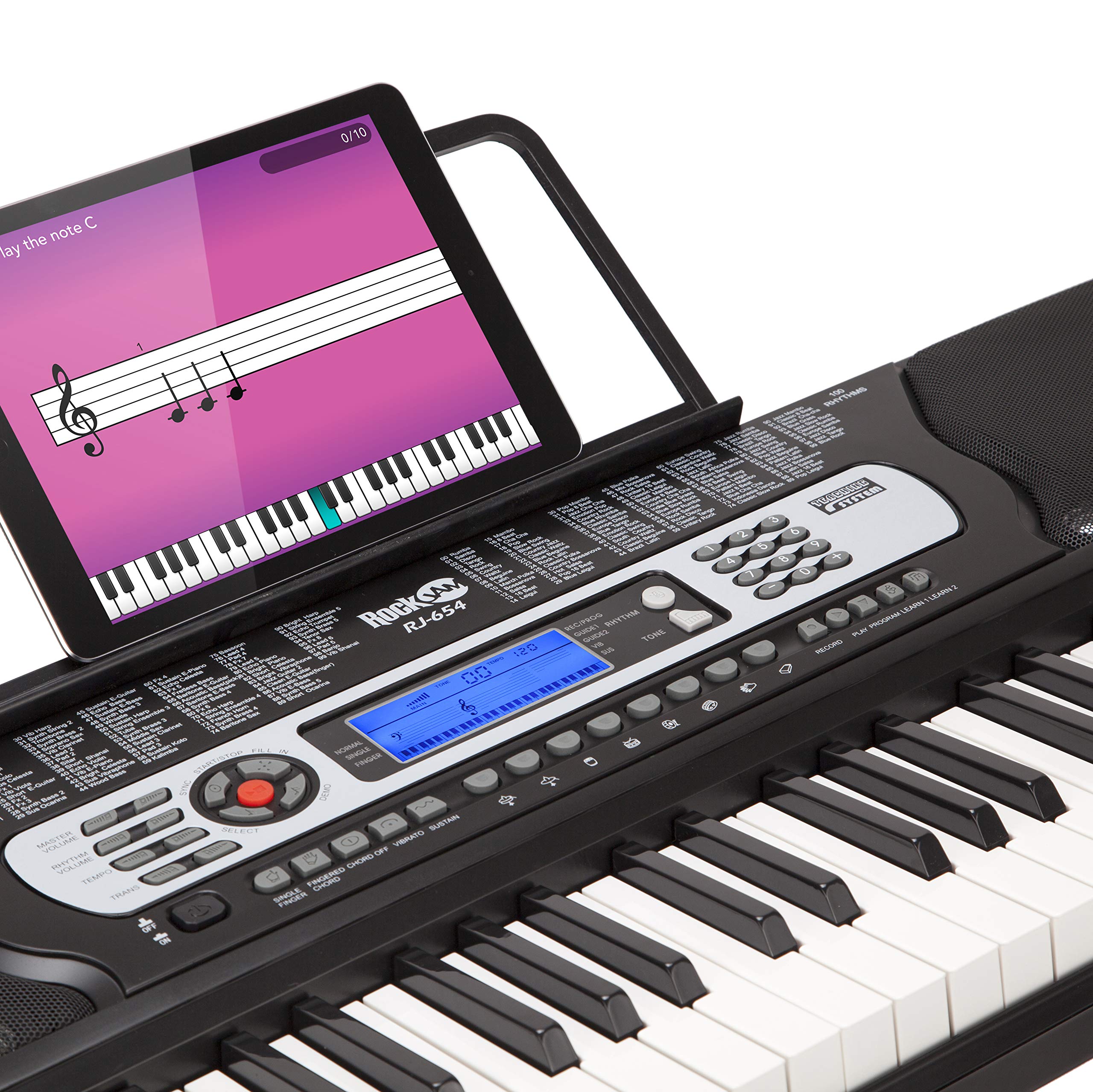RockJam 54-Key Portable Electronic Keyboard with LCD Screen, Piano Maestro App & 30 Songs - Perfect for Beginners, Home Practice & Music Education