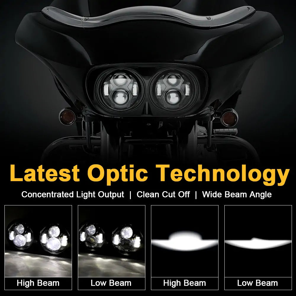High-Performance Dual LED Headlight for Harley Road Glide 2004-2013 - Brighter & Safter Night Riding - Perfect for Cruising & Long-Distance Motorcycle Tours