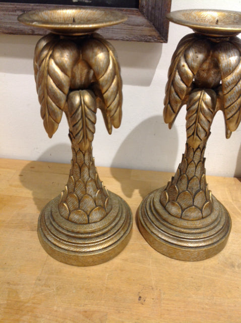 13 Resin Gold Palm Candle Holders - Elegant Decorative Centerpiece for Weddings, Parties & Home Décor