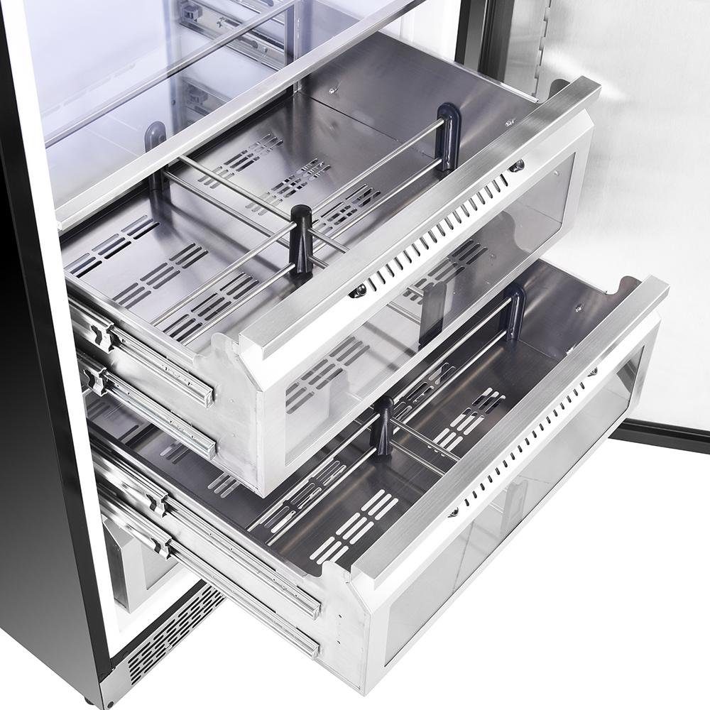Forno 30 Inch Freestanding Refrigerator - 14.6 cu.ft Stainless Steel French Door Fridge with Adjustable Shelves (FFRBI1821 30S) - Perfect for Kitchen, Basement or Garage Storage