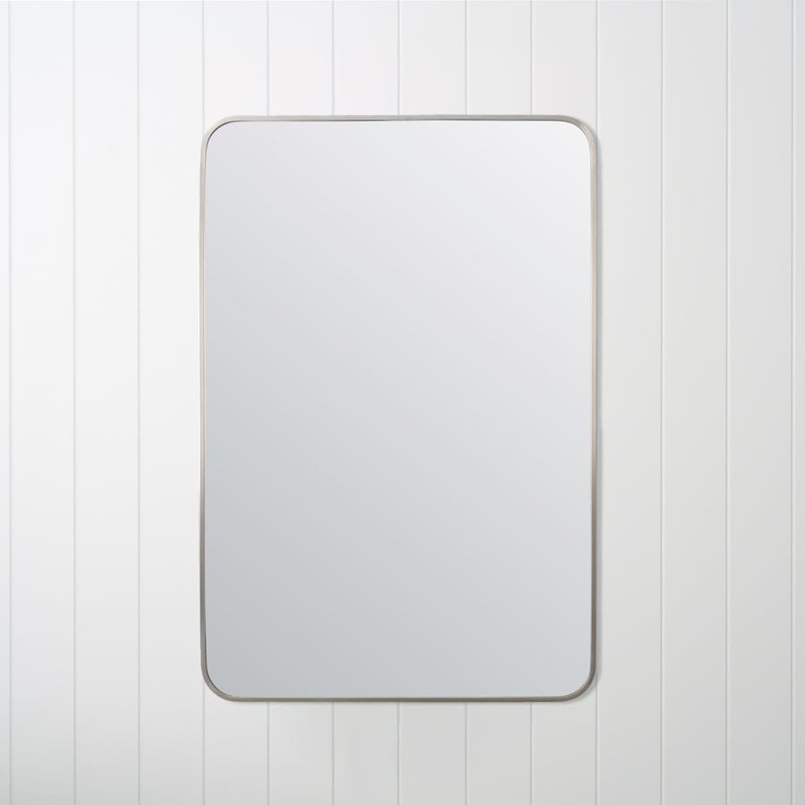 Rectangular Wall Mirror with Warm Brushed Nickel Frame - Perfect for Bathroom, Bedroom, and Entryway Décor