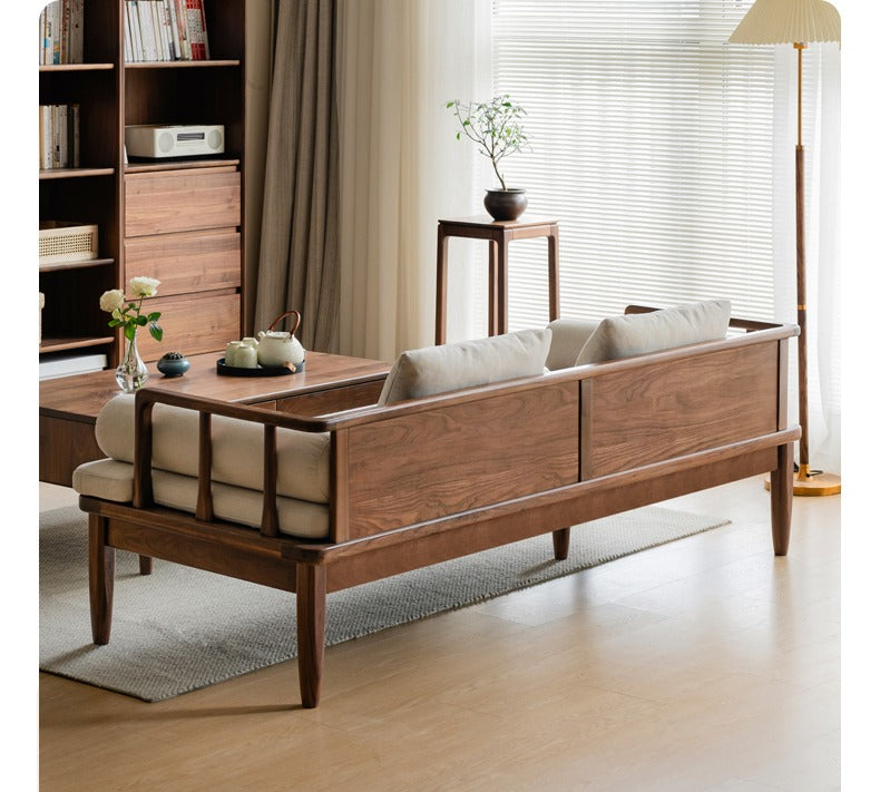 Premium Black Walnut Solid Wood Convertible Sofa - 2-in-1 Winter & Summer Use for Living Room, Bedroom, or Office - Comfortable & Durable Furniture for All Seasons