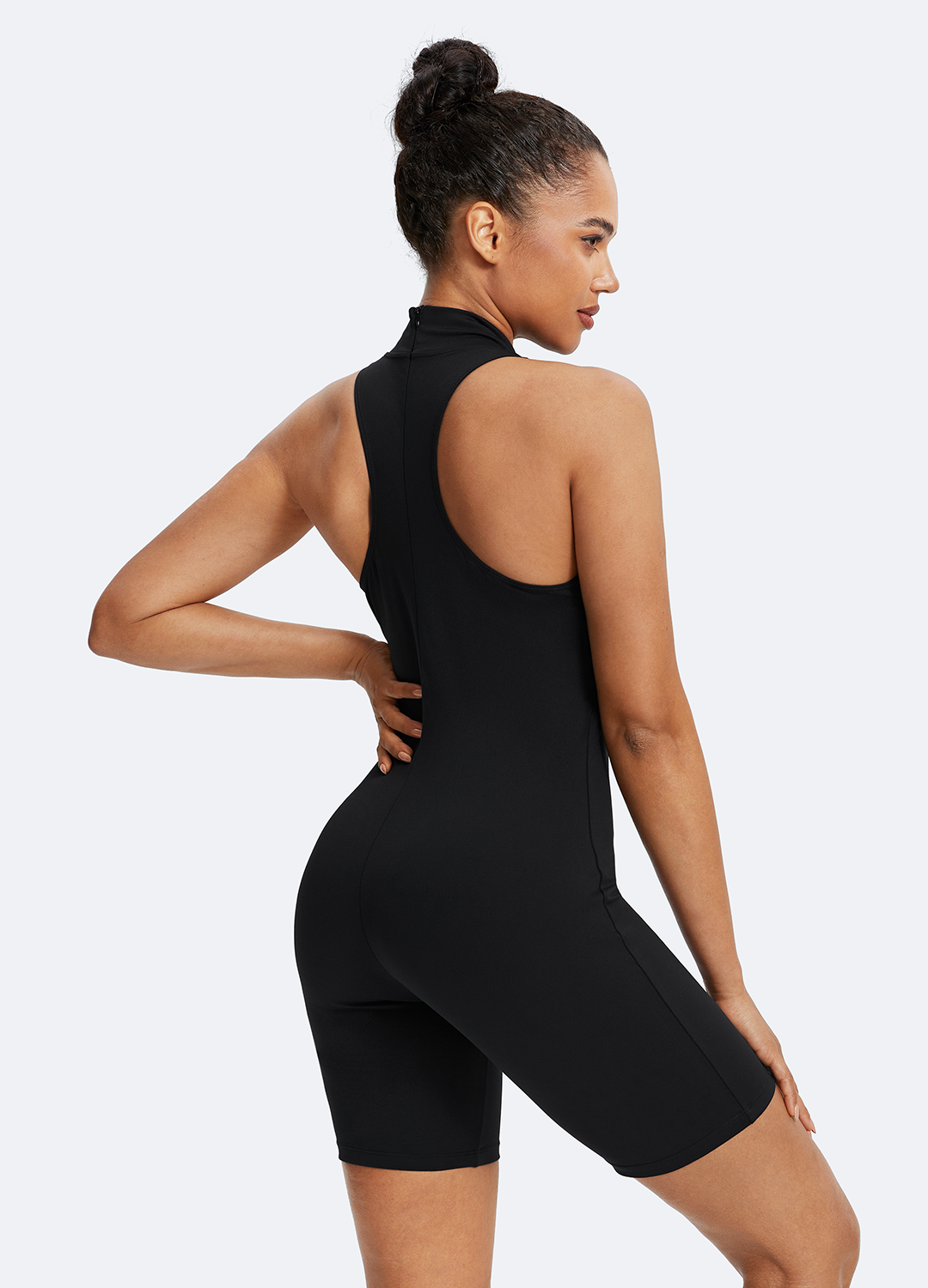 Women's Sleeveless High Neck Bodysuit - Sexy Slim Fit Stretchy Jumpsuit for Club, Party & Night Out