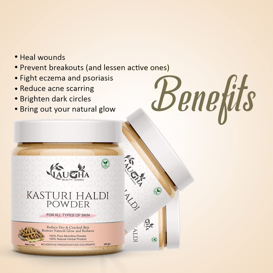 Pure Kasturi (Wild) Haldi Turmeric Powder for Spotless, Pimple-Free & Glowing Skin - 100g Face Pack for Brightening & Acne Treatment - Perfect for Daily Skincare & Natural Beauty Routine