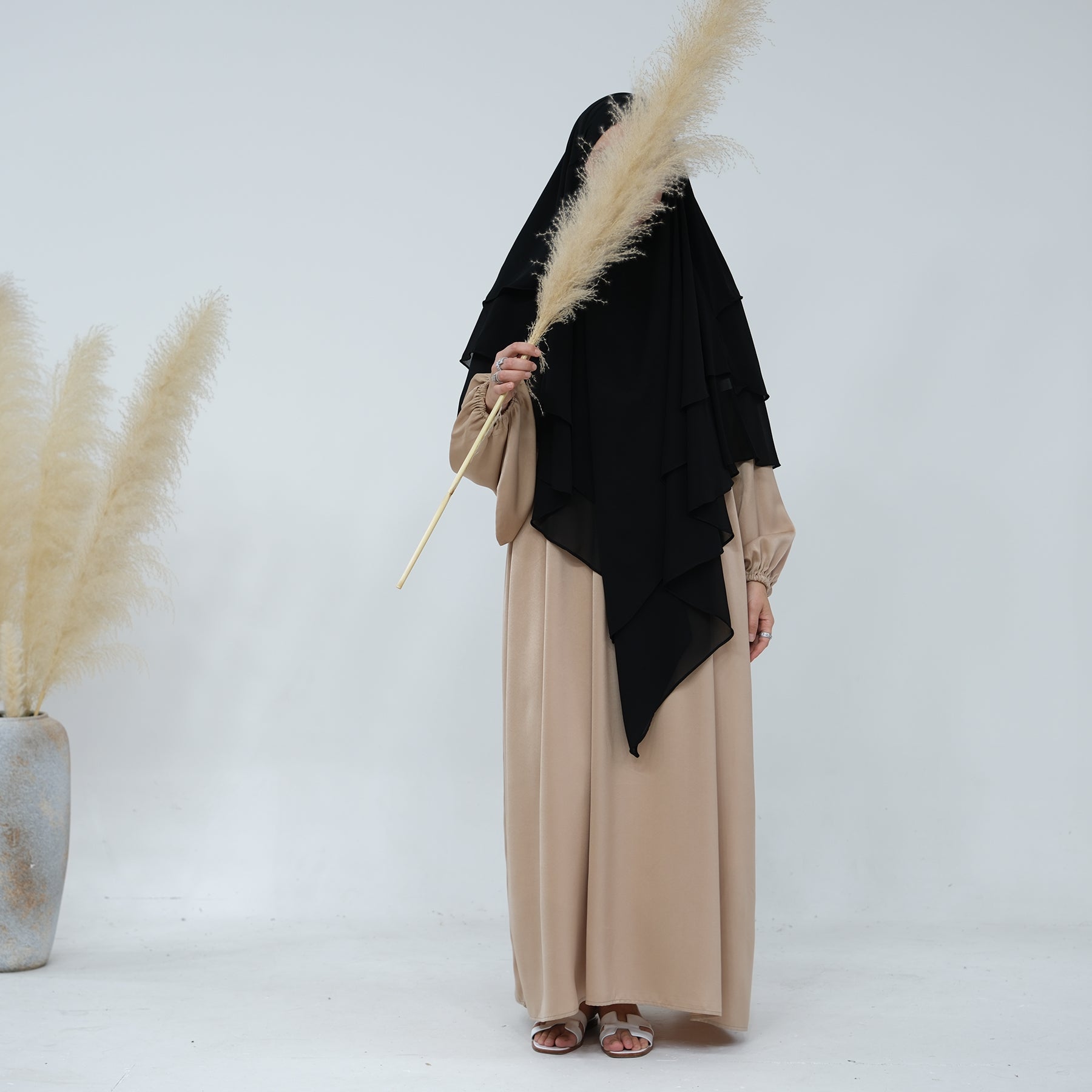 3-Layer Chiffon Khimar Scarf - Lightweight Muslim Hijab for Women - Perfect for Prayer, Daily Wear & Special Occasions