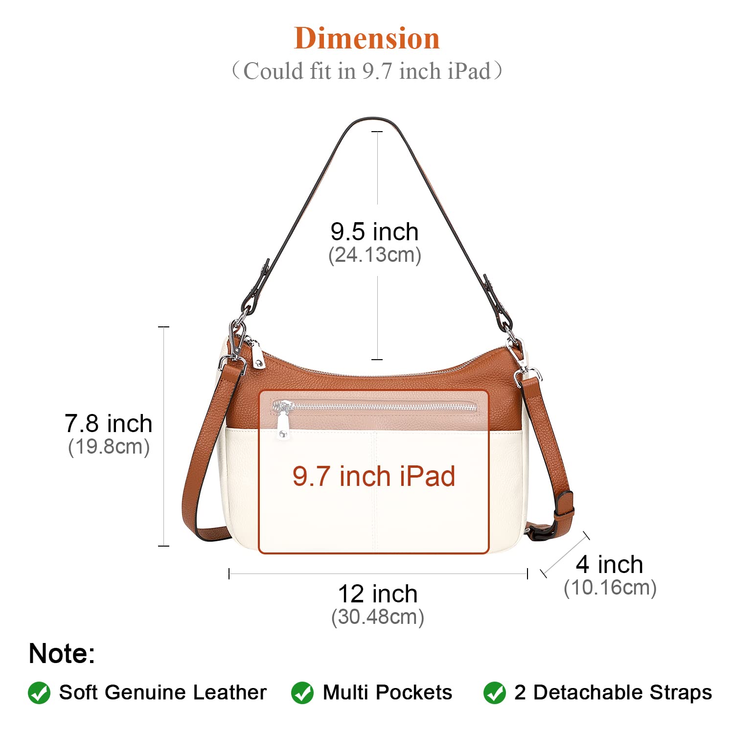Premium Soft Leather Crossbody Handbag for Women - Multi-Pocket Shoulder Bag & Messenger Purse - Stylish & Durable for Work, Travel & Everyday Use