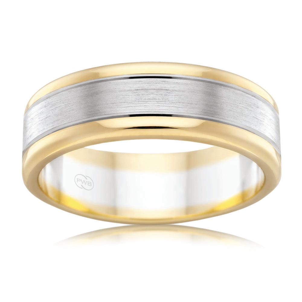 9ct Two Tone Gold 8mm Wedding Band Ring for Men & Women - Available in All Sizes - Perfect for Engagement, Anniversary & Everyday Wear