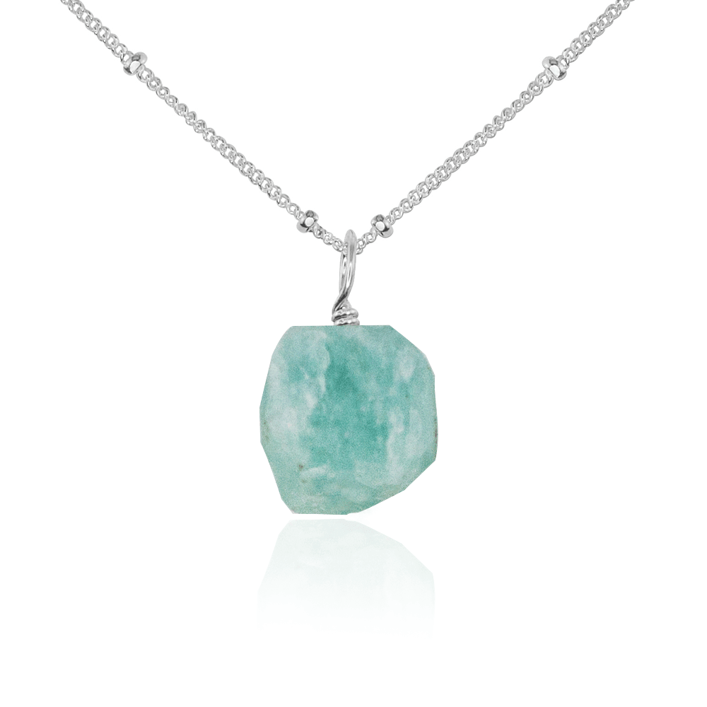 Natural Amazonite Crystal Pendant Necklace - Healing Stone Jewelry for Women, Chakra Balancing & Spiritual Protection | Perfect for Meditation, Yoga & Everyday Wear