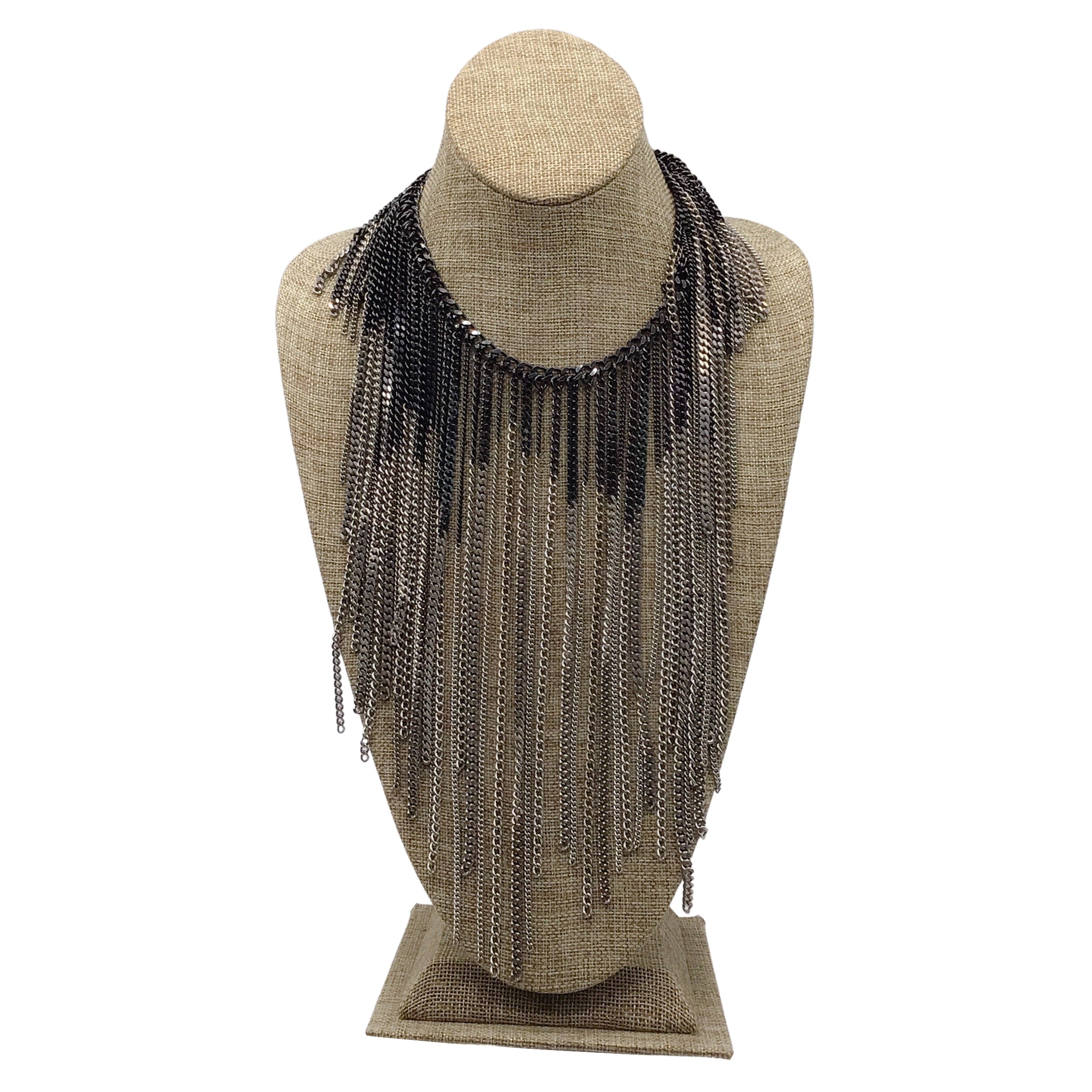 Chanel 2014 Multi Strand Fringe Chain Necklace - Vintage Fashion Jewelry for Women, Elegant Layered Statement Necklace for Party, Wedding & Evening Wear