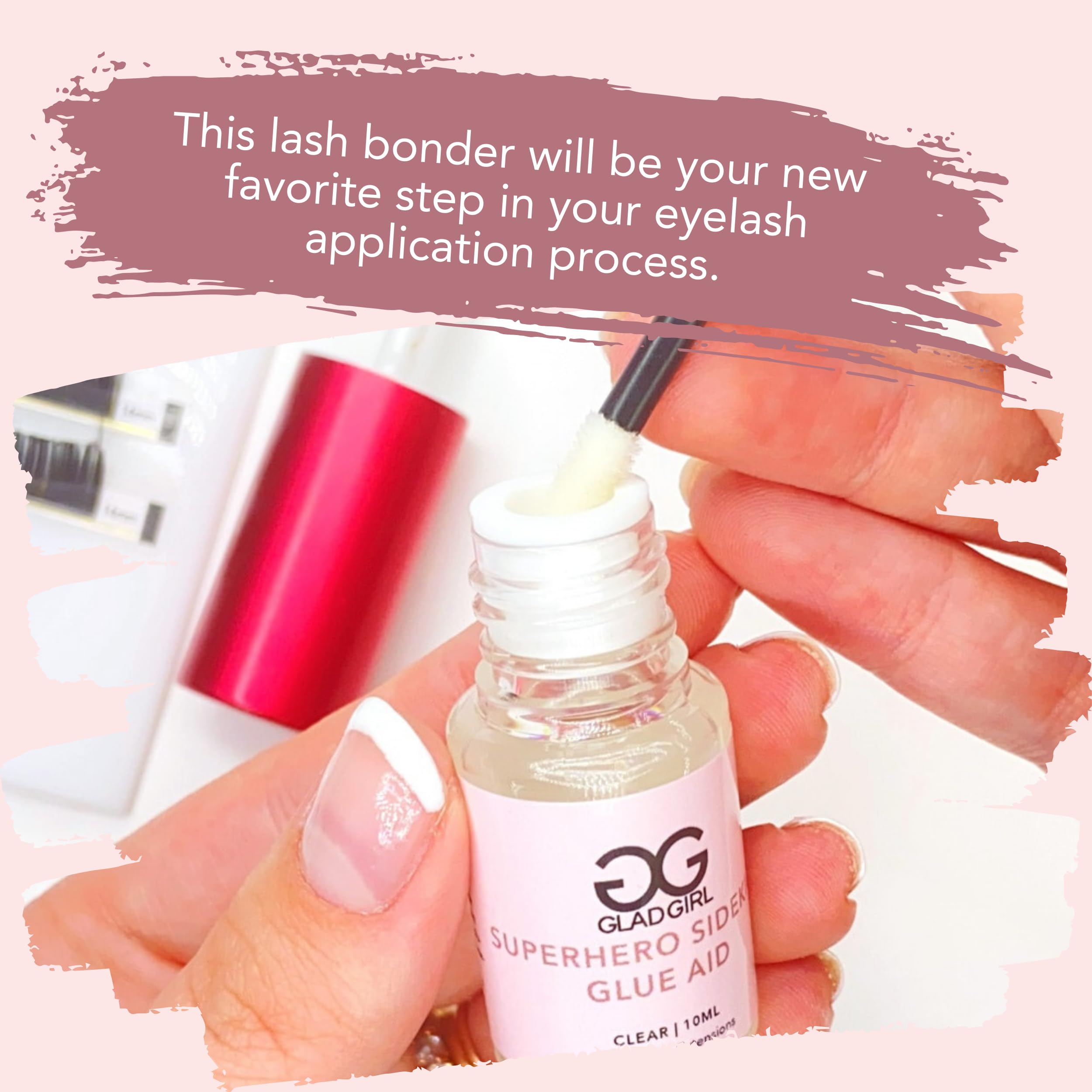 GladGirl Superhero Sidekick Lash Bonder for Eyelash Extensions - Glue Accelerator & Sealant for Longer Retention | Fast Drying Primer with Low Irritation (10ml) | Perfect for Salon & Home Lash Extension Applications