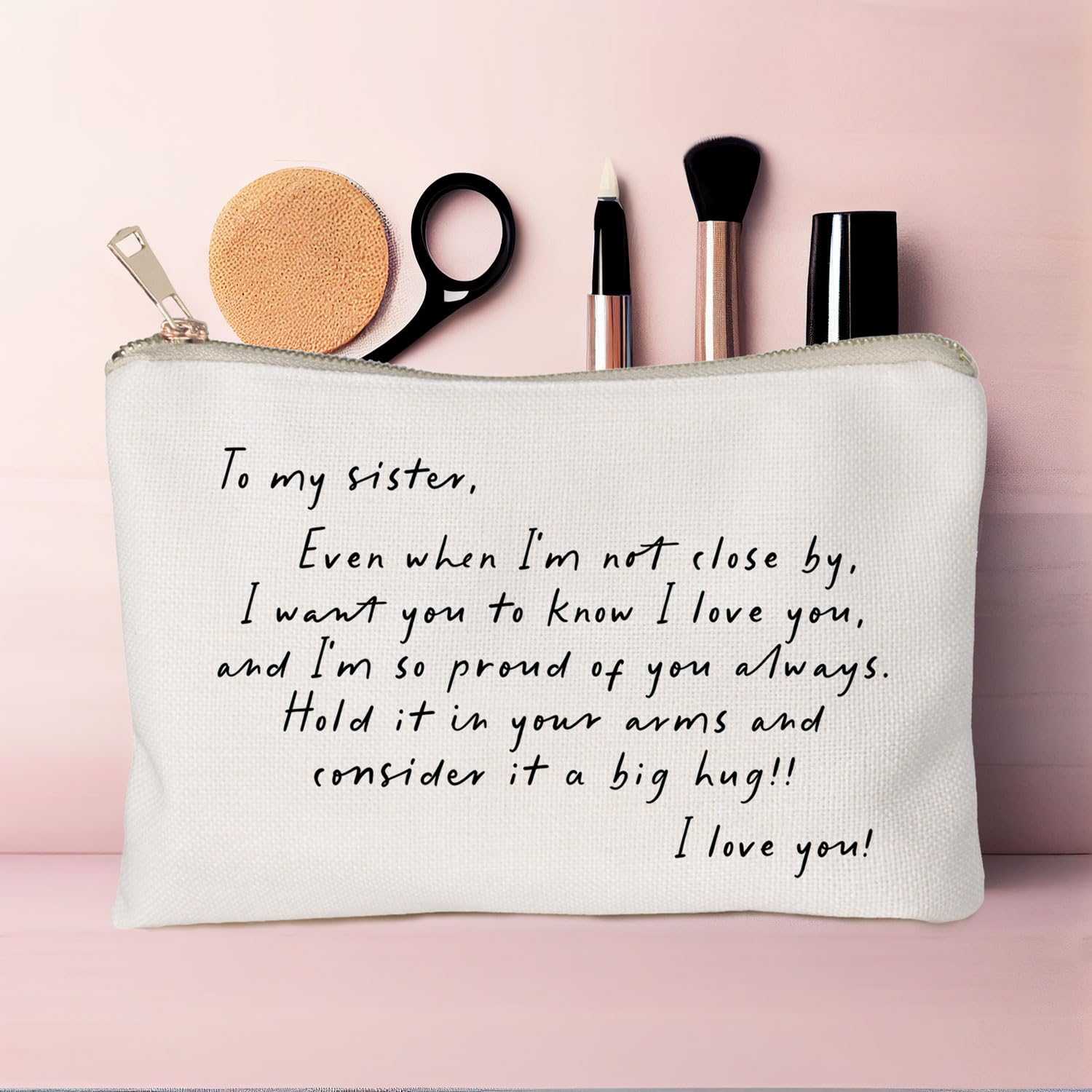 Personalized Makeup Bag for Sister - Unique Long Distance Birthday Gift Idea for Sisters | Christmas Present for Sister | Perfect for Travel, Cosmetics & Everyday Use