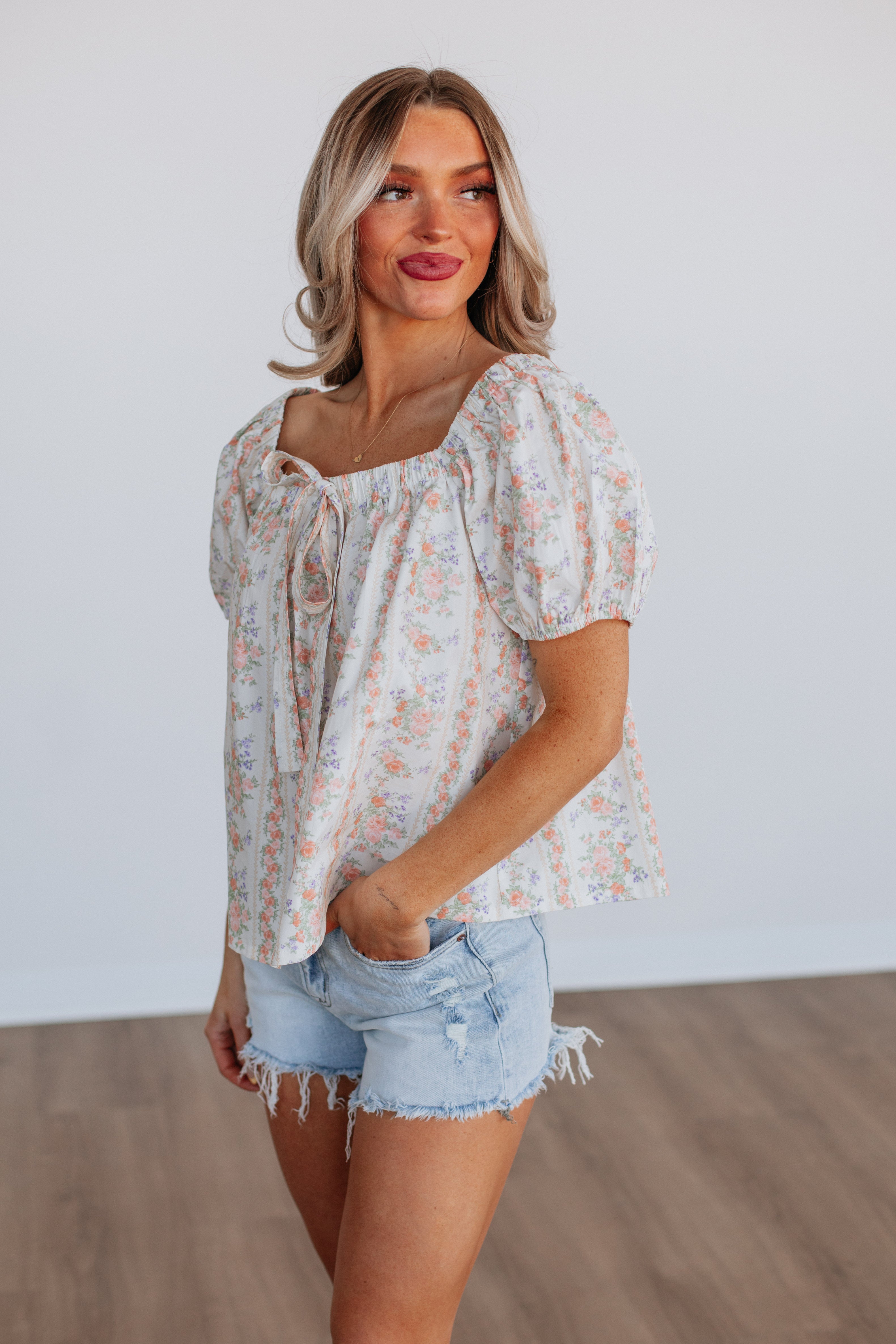 Inaya Floral Print Women's Blouse - Elegant Flowy Tops for Spring Summer Casual Wear & Office Outfits
