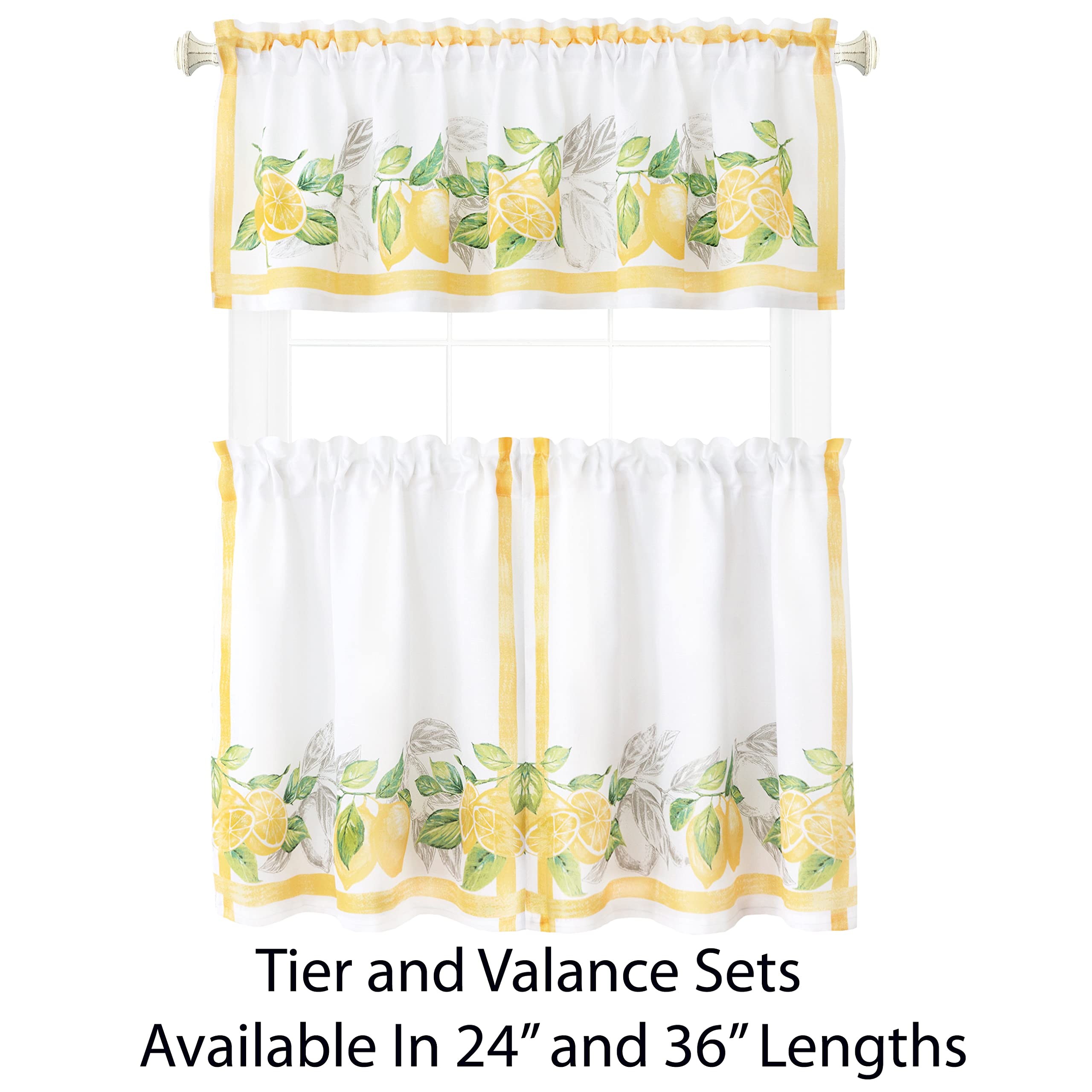 Newbridge Rectangle Fabric Placemats Set of 4 - Stain Resistant No-Iron Indoor/Outdoor Table Mats in Lemon Orchard Print with Fresh Lemon and Citrus Leaf Design - Perfect for Dining Tables, Kitchen Decor, and Outdoor Entertaining