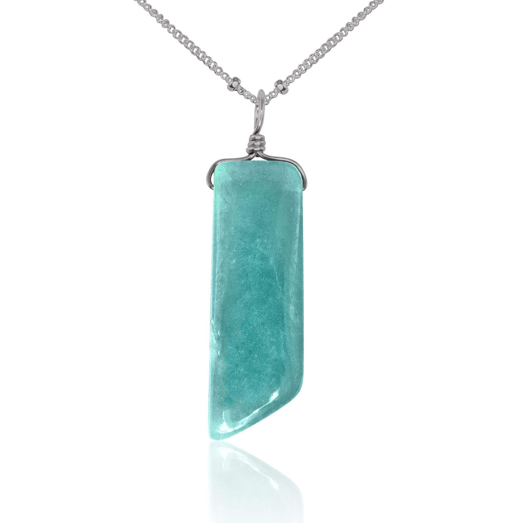 Natural Amazonite Crystal Necklace - Smooth Green Gemstone Pendant for Healing & Protection | Spiritual Jewelry for Meditation, Yoga & Energy Work