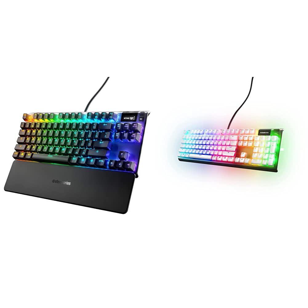 SteelSeries Apex Pro TKL Mechanical Gaming Keyboard with PRISMCAPS - Double Shot Pudding-Style PBT Keycaps - Durable & Compatible with Most Mechanical Keyboards (White) - Perfect for Esports, Streaming & Office Work