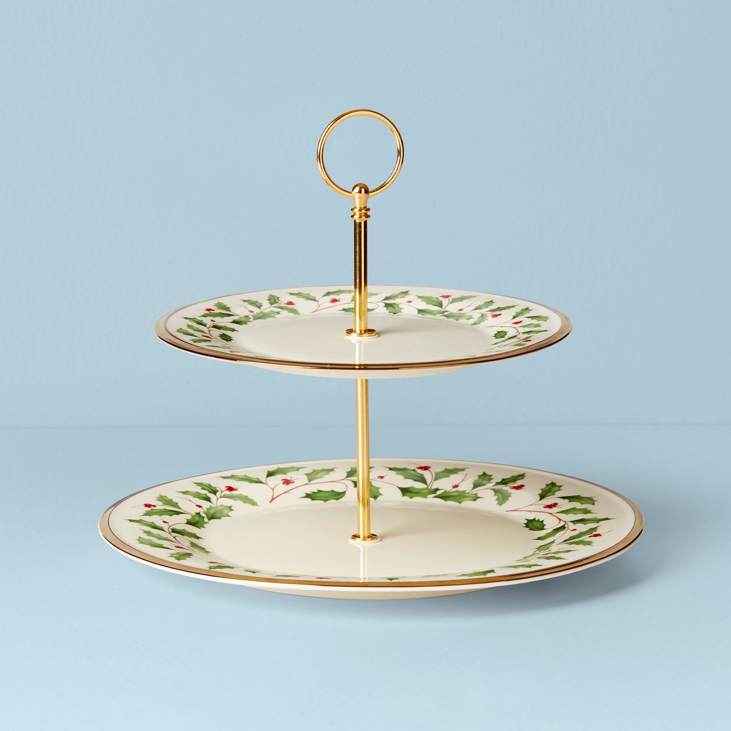 2-Tier Holiday Serving Tray - Elegant Appetizer & Dessert Platter for Christmas, Thanksgiving & Party Entertaining