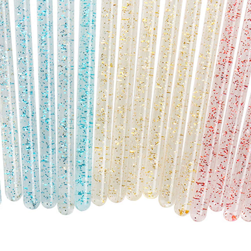 100-Piece Multi-Color Crystal Disposable Eyelash & Eyebrow Brushes - Shiny Mascara Wands for Lash Extensions, Makeup Application & Professional Salon Use - Perfect for Beauty Artists, DIY Makeup & Home Spa Days
