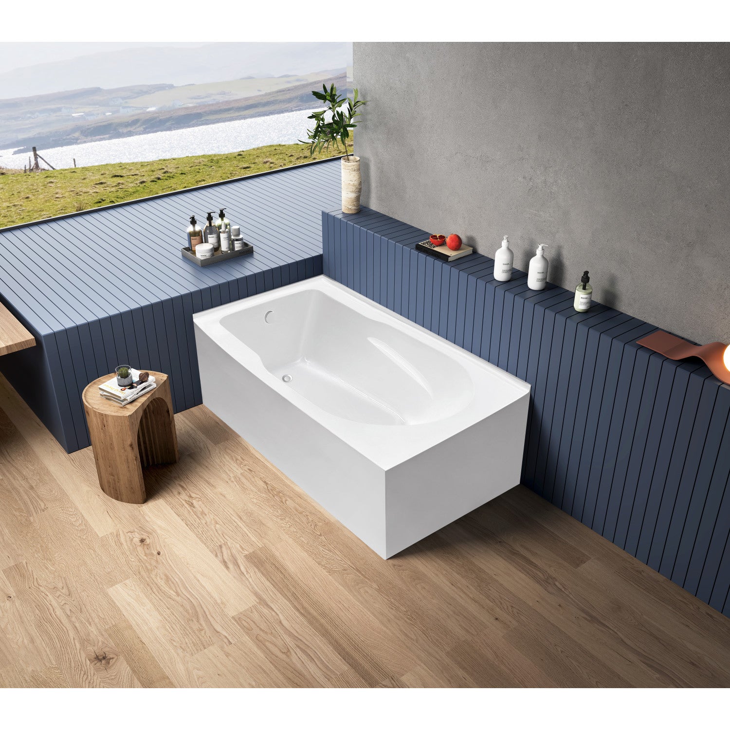 Aqua Eden 60 Inch Acrylic Rectangular Corner Bathtub - Left Hand Drain, Glossy White | Freestanding Soaking Tub for Small Bathrooms & Spa-Like Relaxation