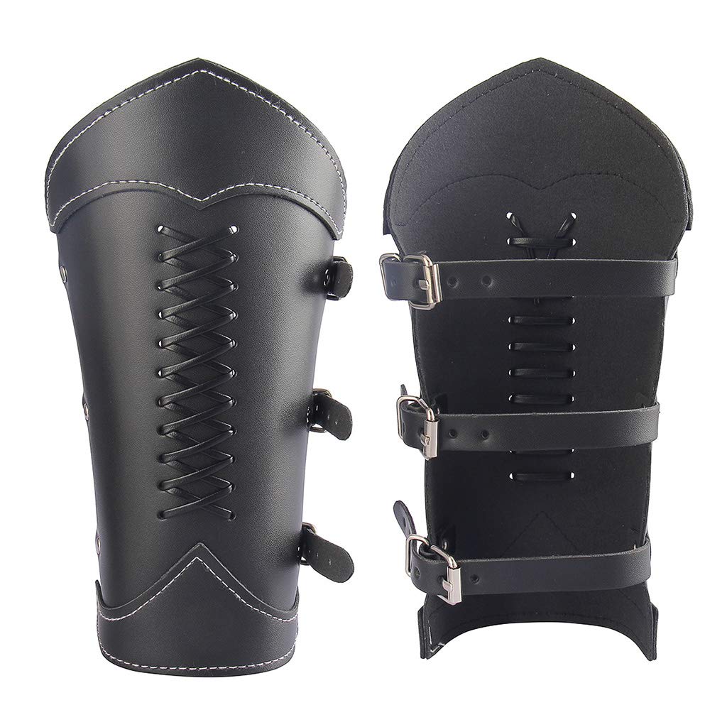 JAOYU Medieval Leather Bracer Set - 2PCS Viking Armor Vambrace Wrist Guards for LARP, Cosplay & Renaissance Fairs - Durable Leather Gauntlets for Role Playing, Historical Reenactment & Costume Accessories