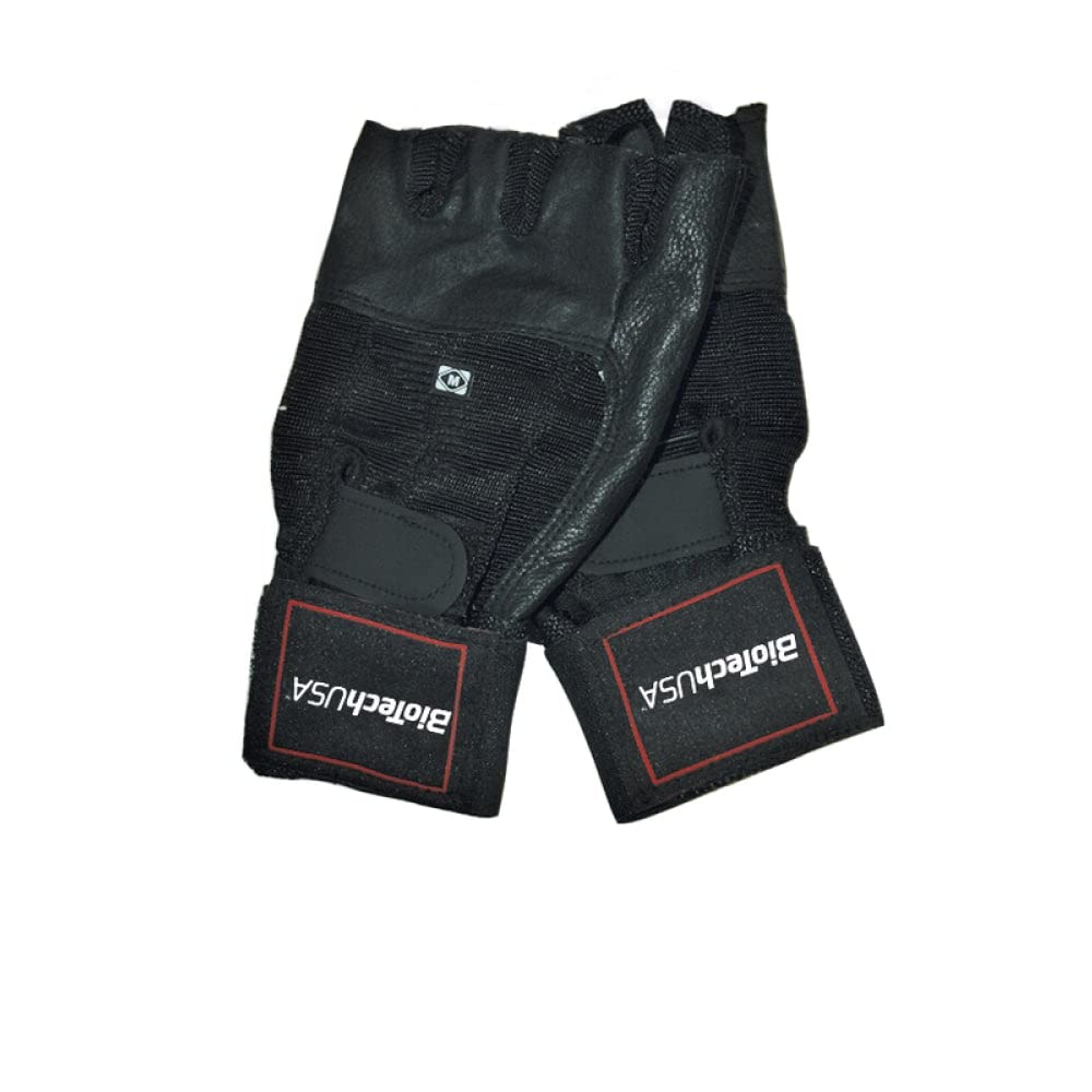 BioTechUSA Houston Workout Gloves for Men & Women - Large Size, Black - Perfect for Weightlifting, Gym Training & CrossFit