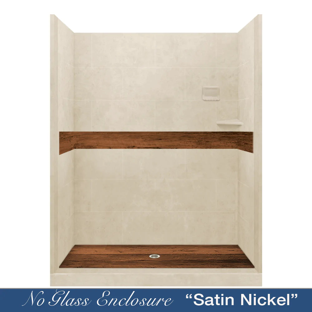 Lifeproof Burnt Oak Desert Sand 60-Inch Alcove Stone Shower Enclosure Kit - Waterproof Bathroom Upgrade for Modern Homes