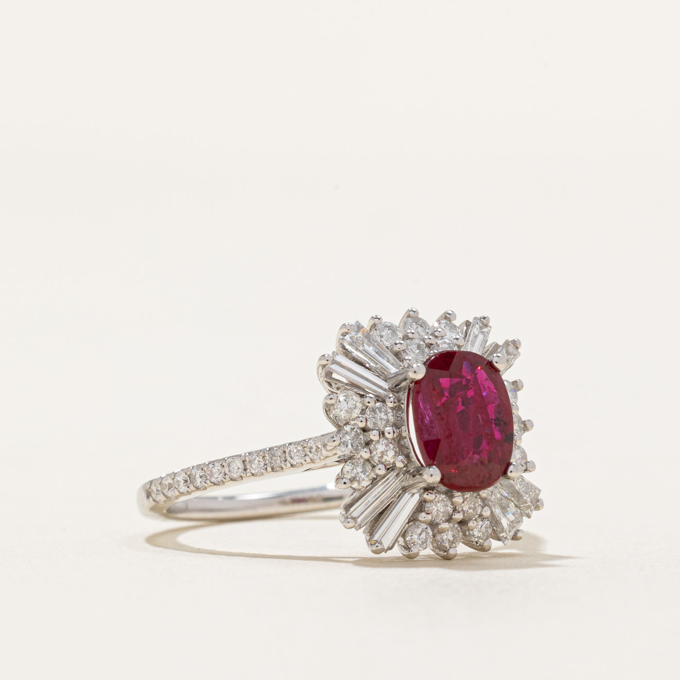 1.13ct Vivid Red Ruby & 0.40ctw Diamond Halo Engagement Ring - Size 6 | Elegant Wedding Band, Anniversary Gift for Her, Valentine's Day Jewelry