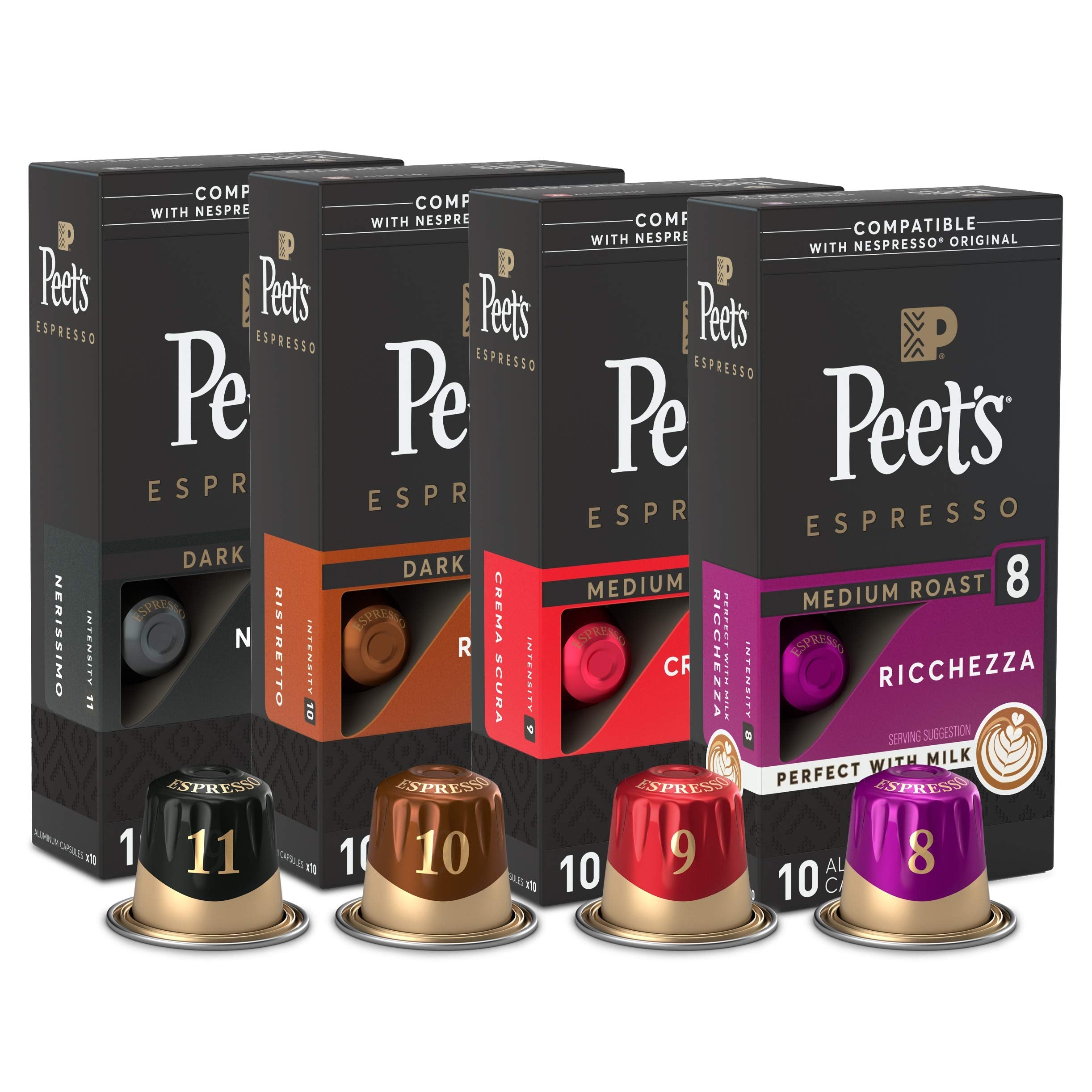 Peet's Coffee Gifts - 40 Count Espresso Coffee Pods Variety Pack (Dark & Medium Roast) | Perfect for Keurig Machines, Office Coffee Breaks & Home Brewing