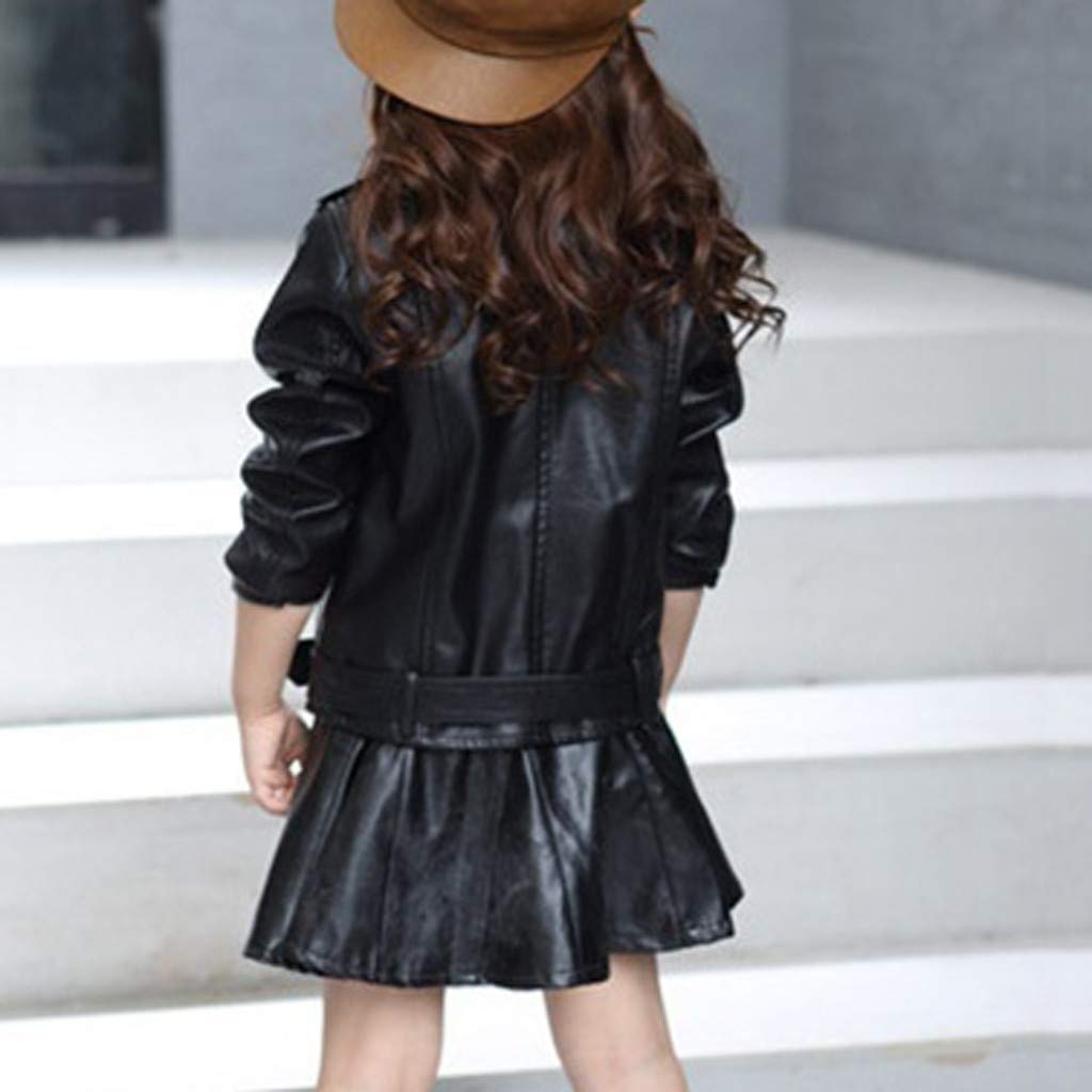 Kids Motorcycle Faux Leather Jacket for Boys & Girls - Winter Coat for Toddlers Ages 1-8 Years | Stylish Outerwear for Riding, Playdates & Cold Weather