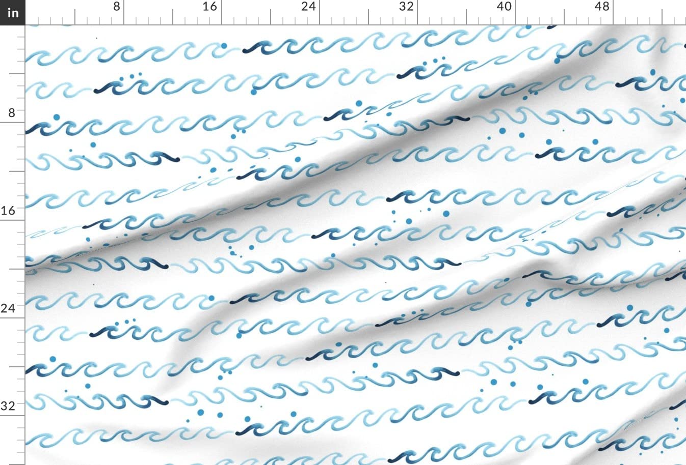 Ocean Wave White Sea Watercolor Blue Printed Minky Fabric by The Yard - Soft Plush Fabric for Sewing Baby Blankets, Quilt Backing & DIY Plush Toys - Perfect for Nursery Decor & Handmade Gifts