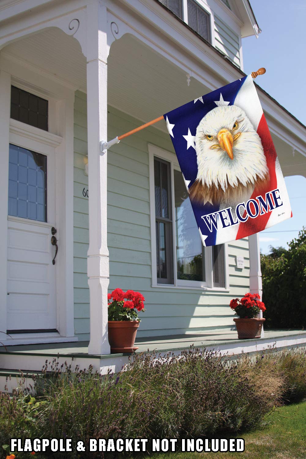 Toland Home Garden 1012374 Double Sided Patriotic Eagle Welcome Flag - 28x40 Inch Outdoor Bald Eagle Garden Flag for Yard & House Decoration - Perfect for 4th of July, Memorial Day & Patriotic Home Decor