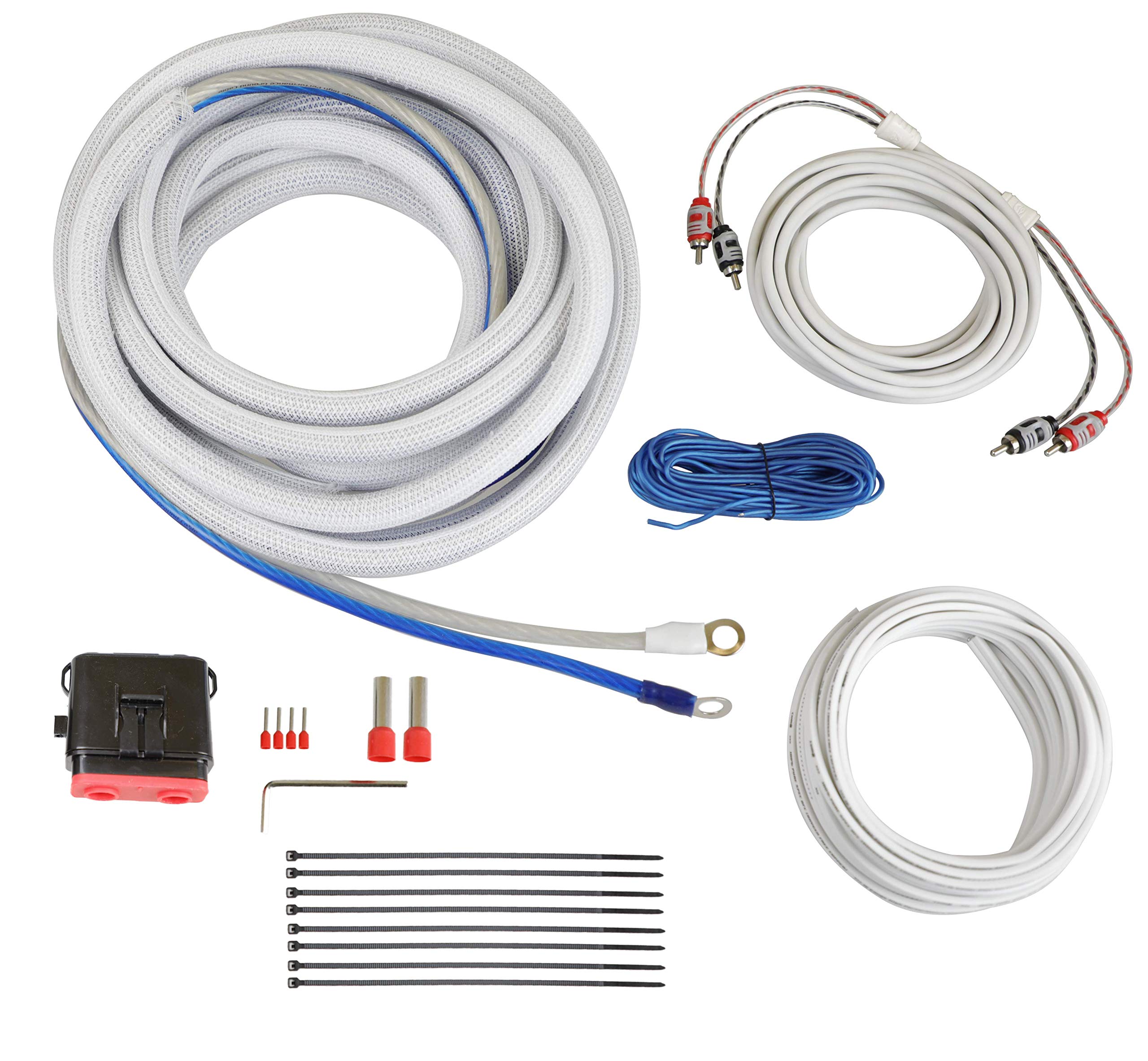 Cerwin Vega Mobile CAKM42 4 Gauge Complete Waterproof Amplifier Kit with 20 FT RCA Speaker Cable - Perfect for Car Audio Systems, Marine Boats & Outdoor Adventures