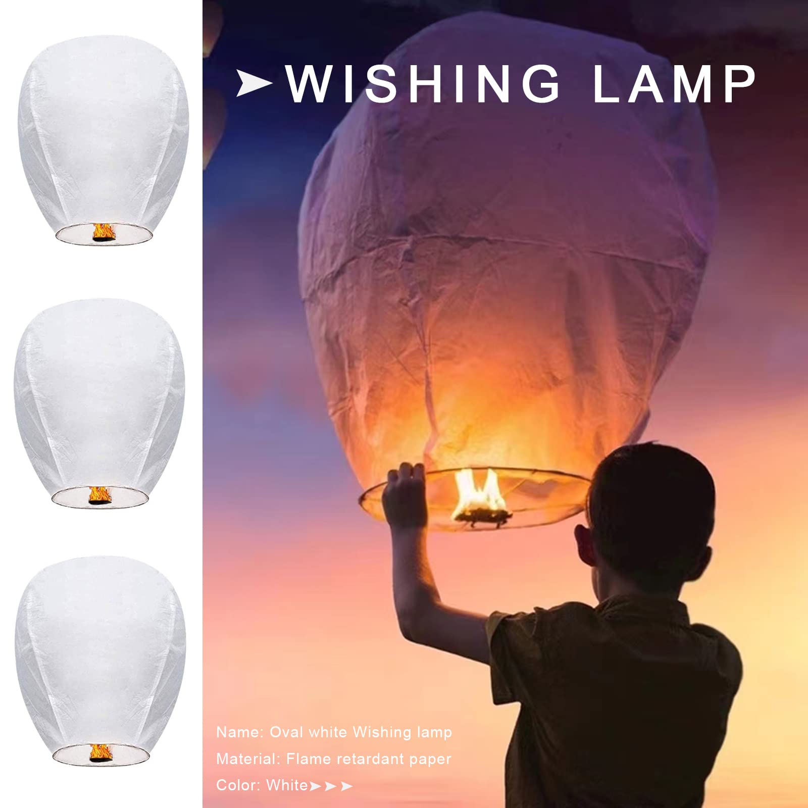 Chinese White Paper Lanterns 5-Pack - Hanging Wedding Decorations, Birthday Party & Memorial Decor, Sky Lanterns for Outdoor Celebrations & Festivals