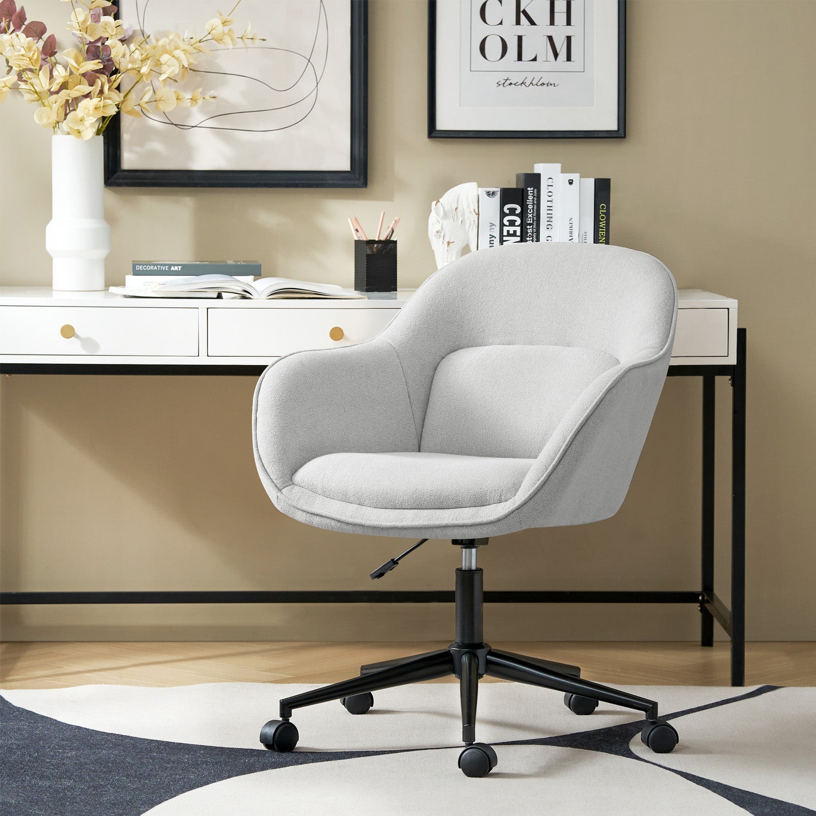 Modern Adjustable Height Cozy Office Chair for Home & Work - Ergonomic Desk Chair with Lumbar Support for Long Hours Sitting - Perfect for Home Office, Gaming, and Study