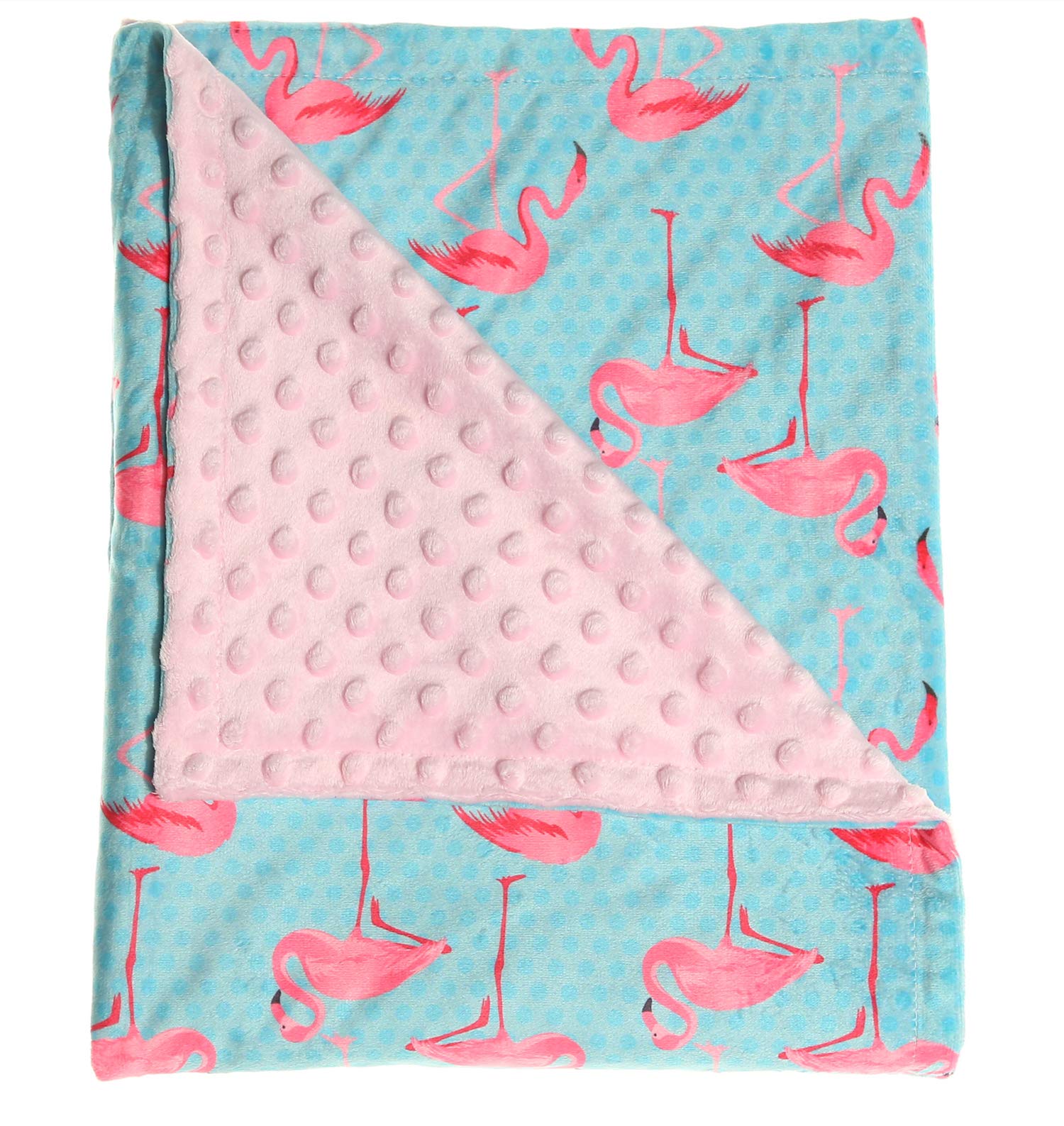 Super Soft Baby Blanket - Double Layer Minky Blanket with Dotted Backing, Pink Flamingo Design, 30 x 47 Inch | Perfect for Newborns, Nursery, Stroller, Toddler Crib Bedding | Ideal for Boys & Girls | Cozy Security Blanket for Sleeping, Travel & Playtime