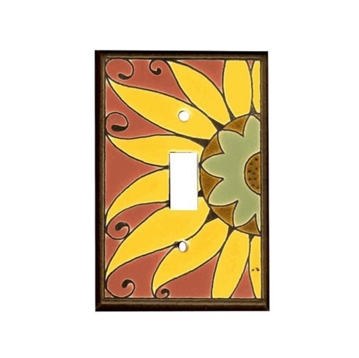 All Fired Up Single Switch Plate Cover - Mexican Sunflower Design #AG226 - Perfect for Southwestern Home Decor & Kitchen Remodeling