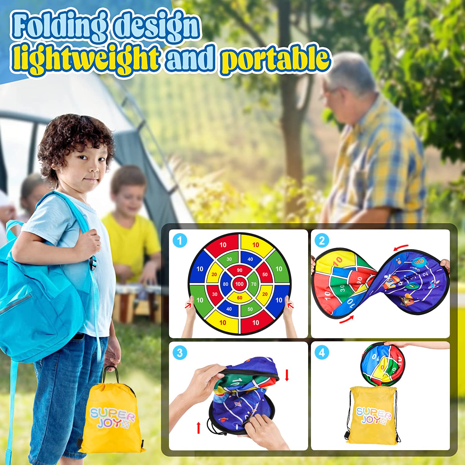 22-Piece Kids Double-Sided Dart Board Set - Safe Indoor/Outdoor Sports Toy for Boys & Girls Ages 5-9 | Fun Birthday Gift for Kids & Adults | Perfect for Parties, Family Game Nights & Backyard Activities