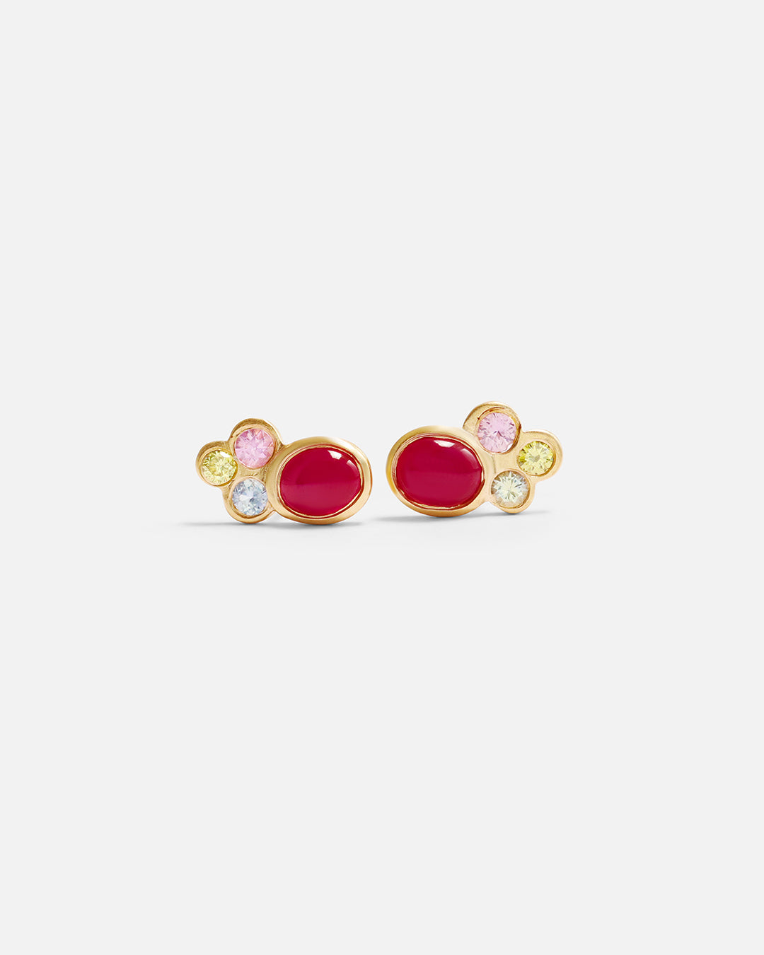 Bubble 32 / Ruby Studs Earrings for Women - Elegant Gold Plated Cubic Zirconia Stud Earrings for Daily Wear, Parties & Gifts