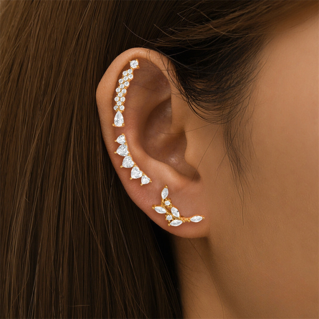 20G Star in a Row Cartilage Ear Crawler Earrings for Women - Trendy Body Jewelry for Helix, Tragus & Conch Piercings - Perfect for Parties, Dates & Everyday Wear (EGD0498)
