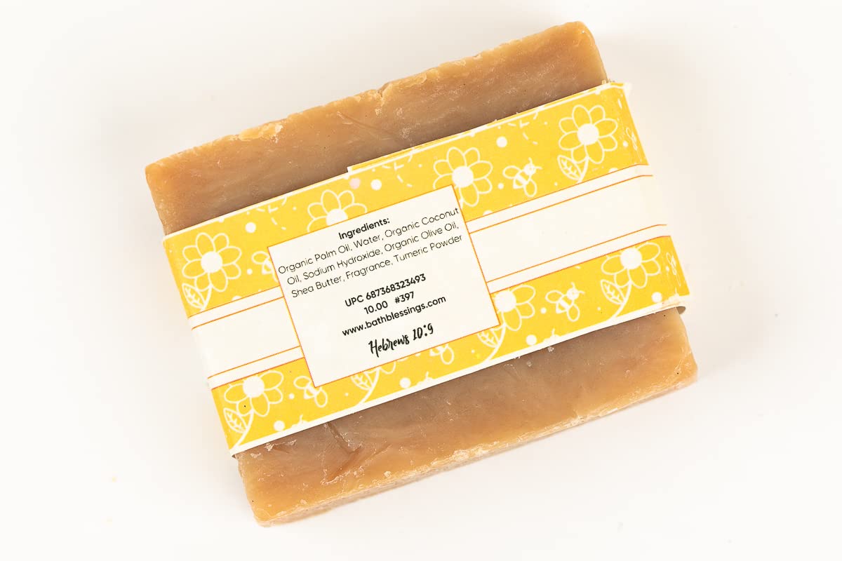 Organic Honey Almond Soap Bar - Natural Moisturizing & Exfoliating Handmade Soap for Dry Skin - Perfect for Daily Face & Body Wash, Spa Day, and Gift Sets