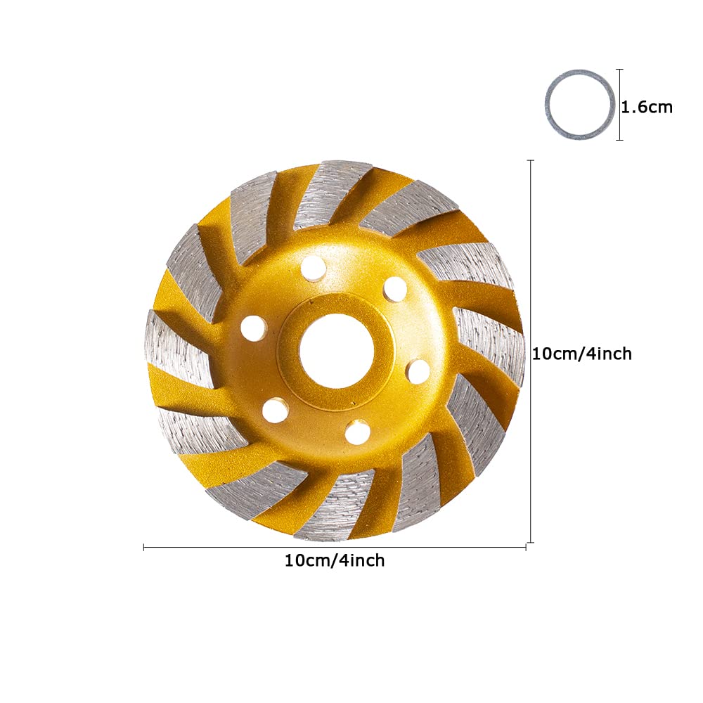 2 Pcs Turbo Diamond Grinding Cup Wheel for Concrete, Granite, Marble - Heavy Duty Turbo Cup Disc Grinder for Sanding Concrete Walls, Floors & Masonry - Perfect for Construction, Renovation & DIY Projects