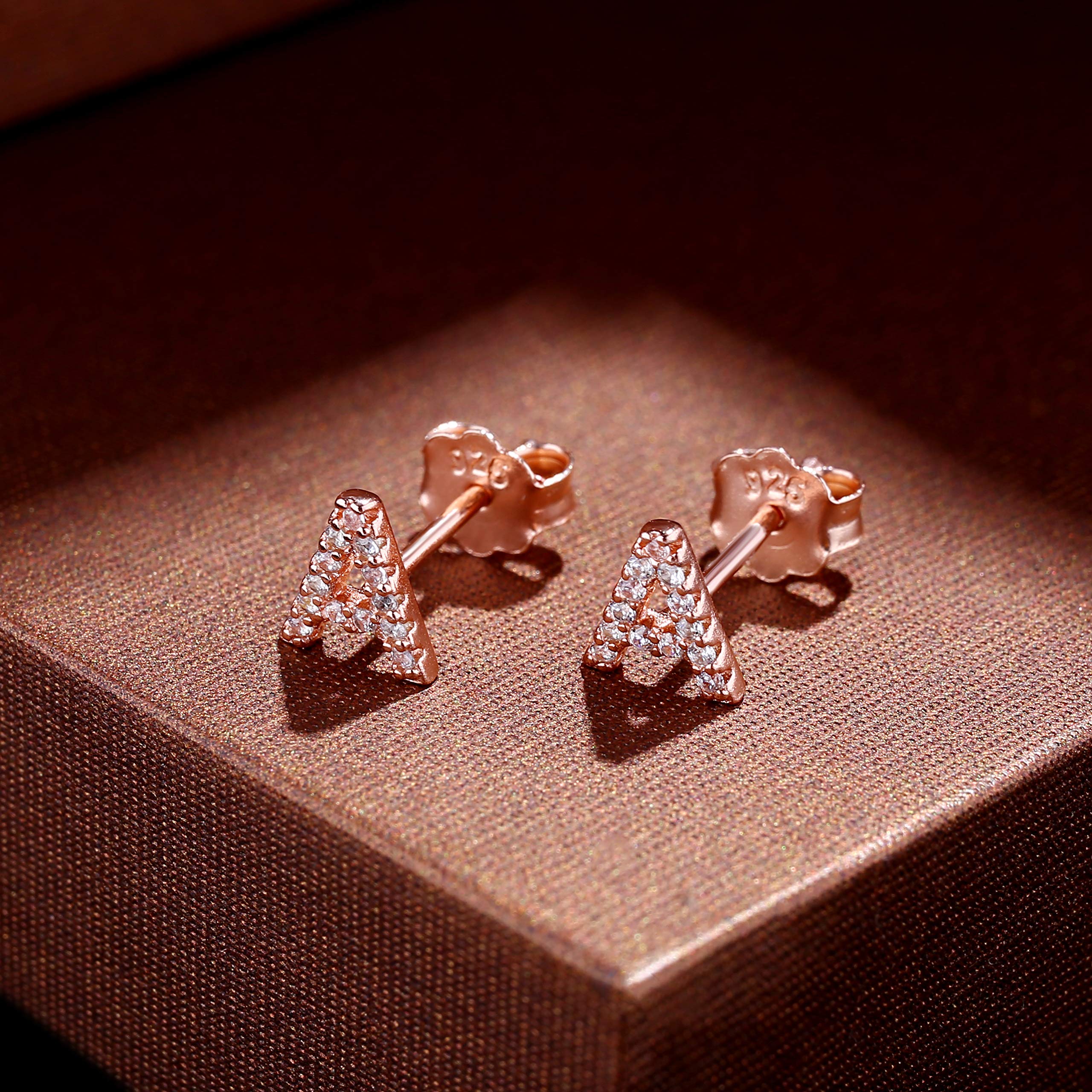 MONOOC Initial Stud Earrings for Women & Girls - Hypoallergenic S925 Sterling Silver Cubic Zirconia Initial Letter Earrings | Birthday Gifts, Everyday Wear, Party Jewelry for Kids & Teens