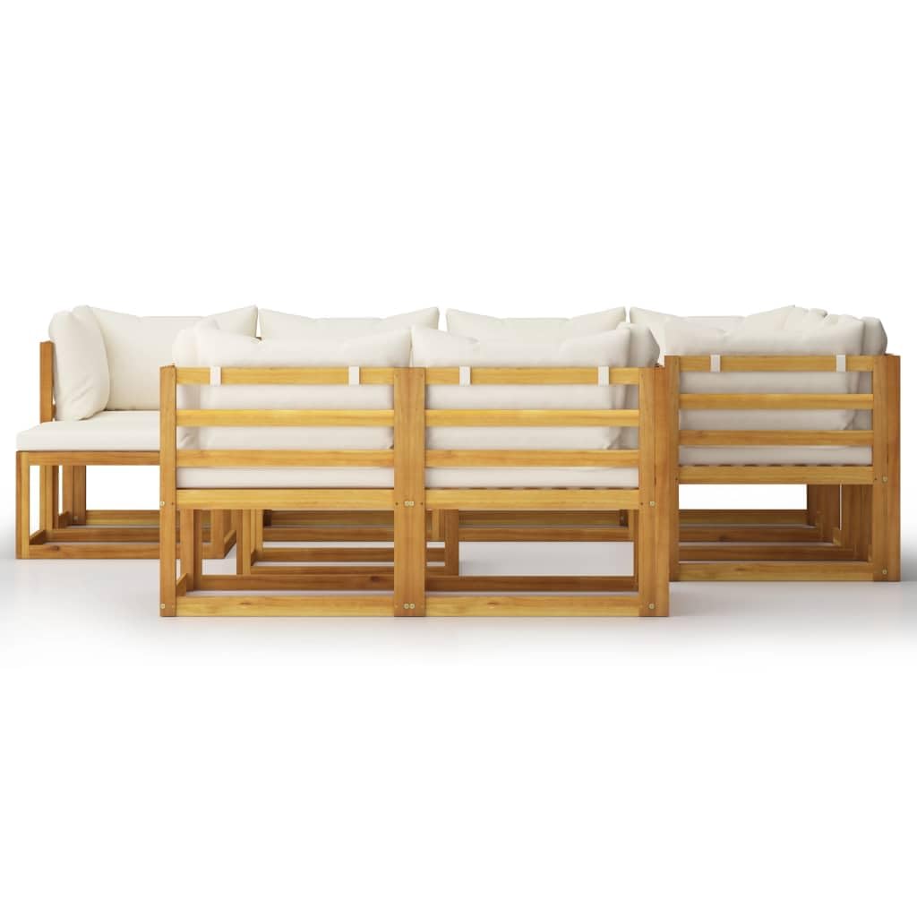 10-Piece VidaXL Patio Lounge Set - Acacia Wood Outdoor Sectional Sofa with Cushions & Coffee Table - Modern Garden Furniture for Backyard, Poolside & Patio Relaxation