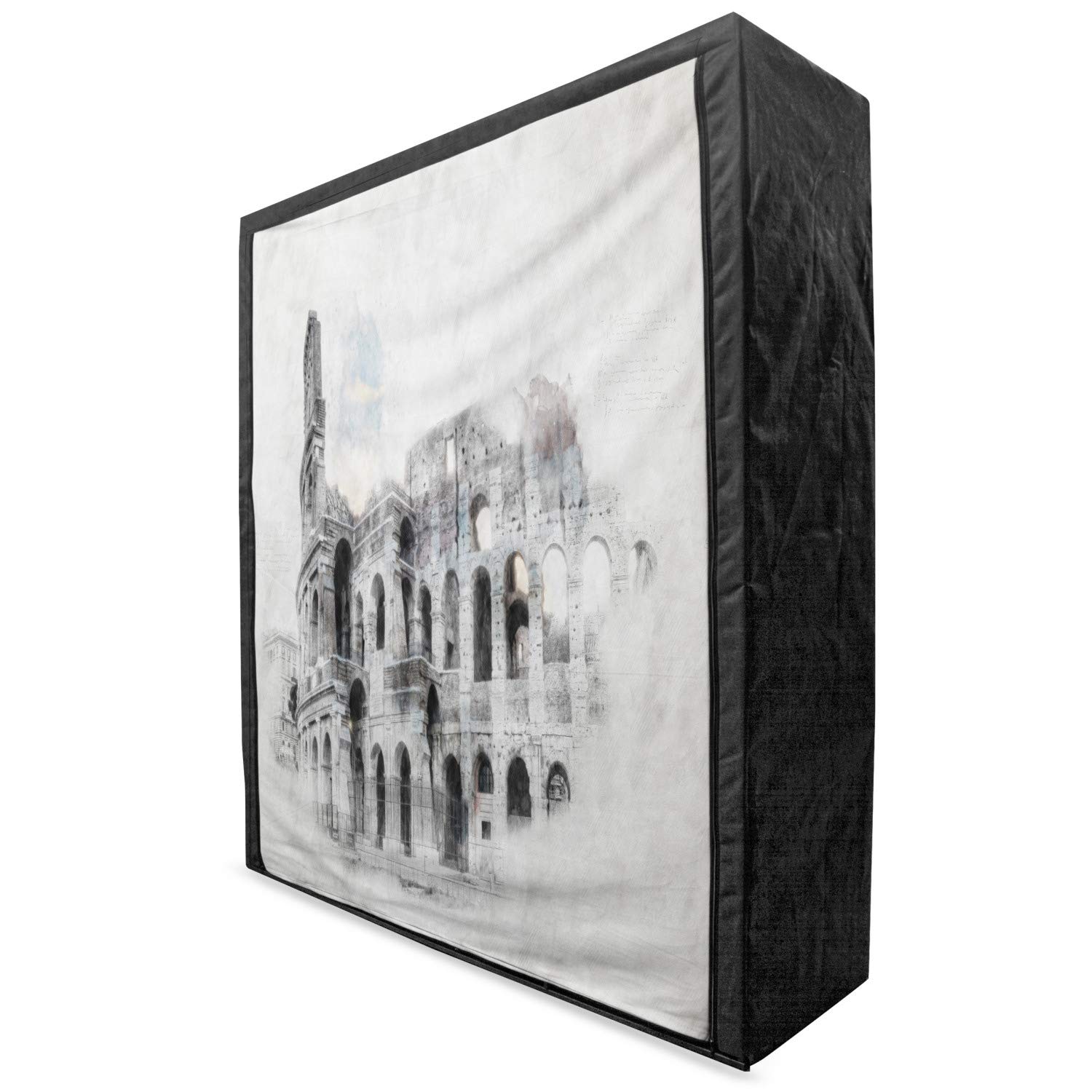 Ambesonne Sketchy Portable Fabric Wardrobe with Shelves | Historical Ruins Colosseum Artwork Italy Rome Antique Cultural Inspiration | 59